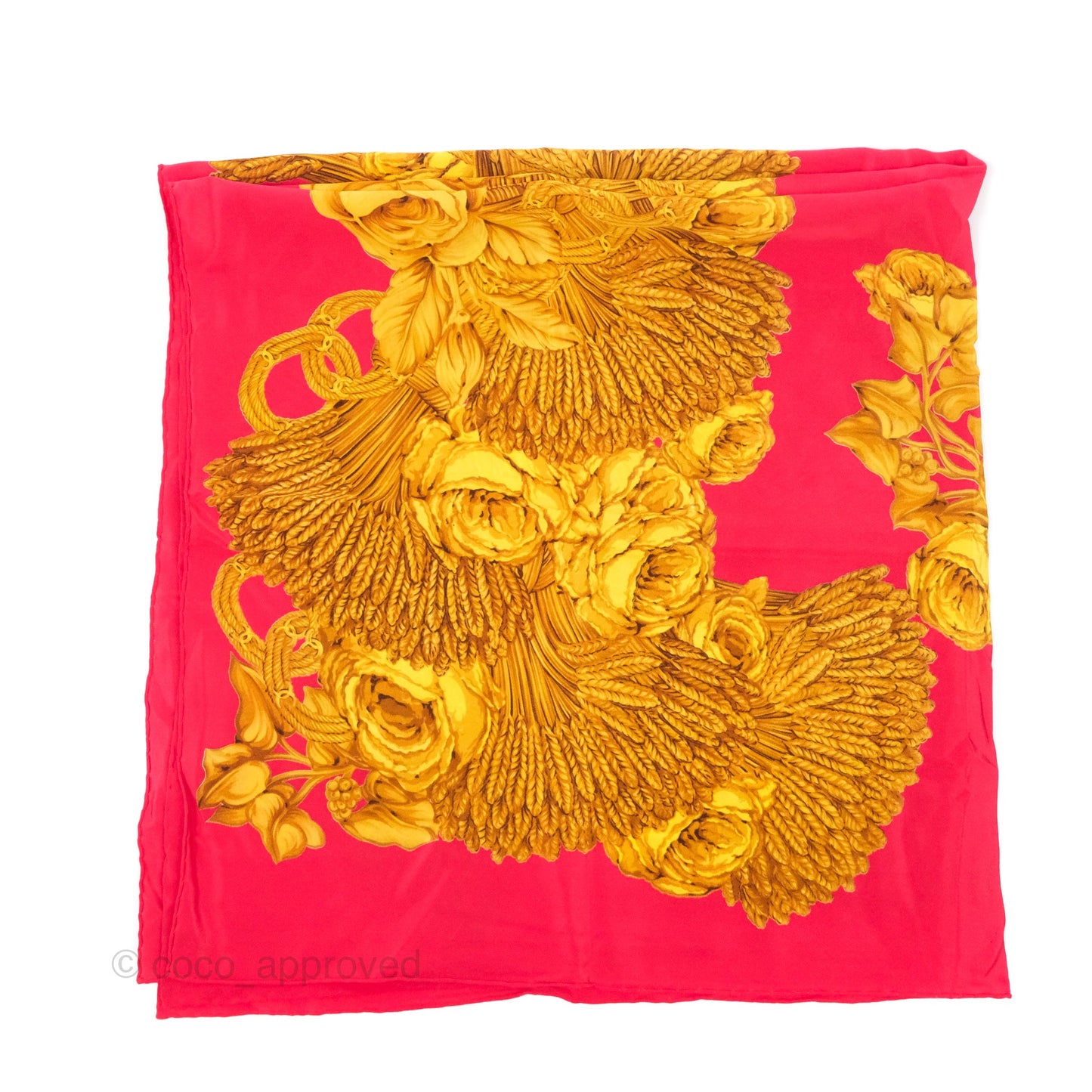 Chanel Floral Print Scarf Red/Gold