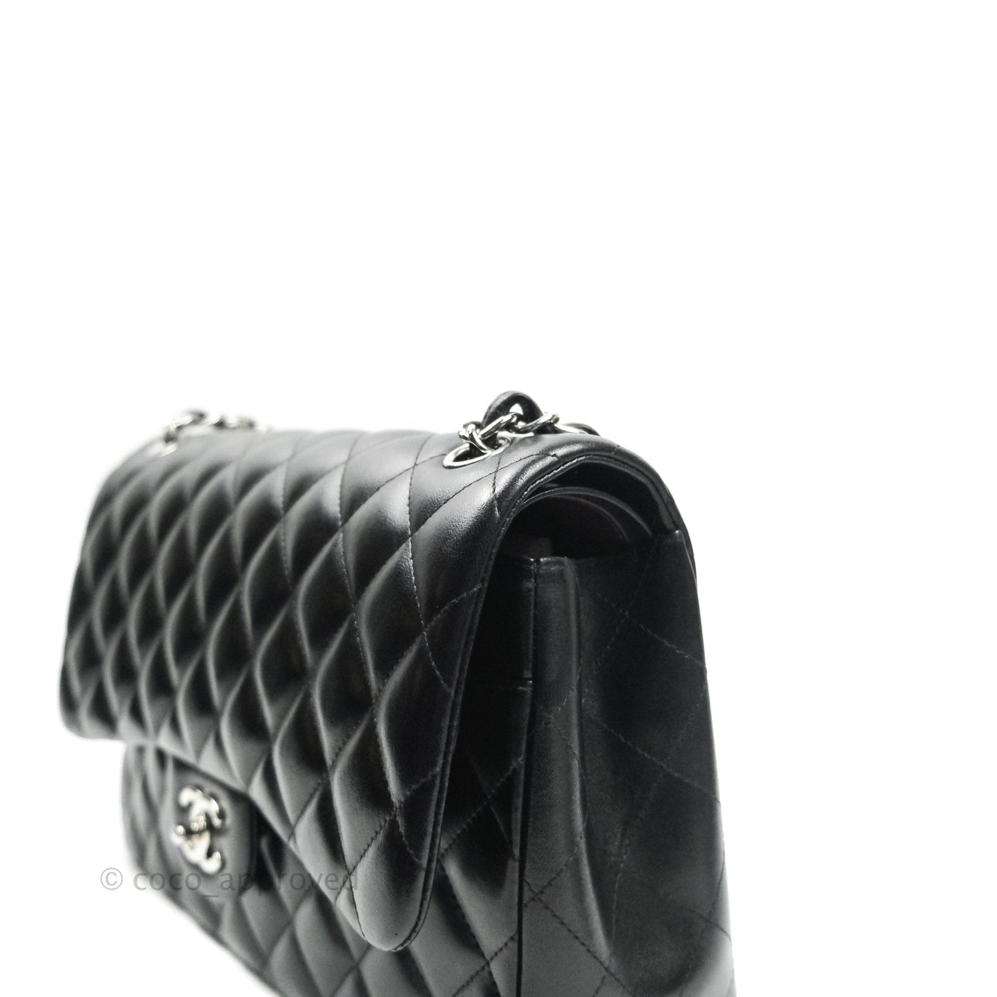 Chanel Jumbo Double Flap Bag Black Lambskin Silver Hardware⁣⁣