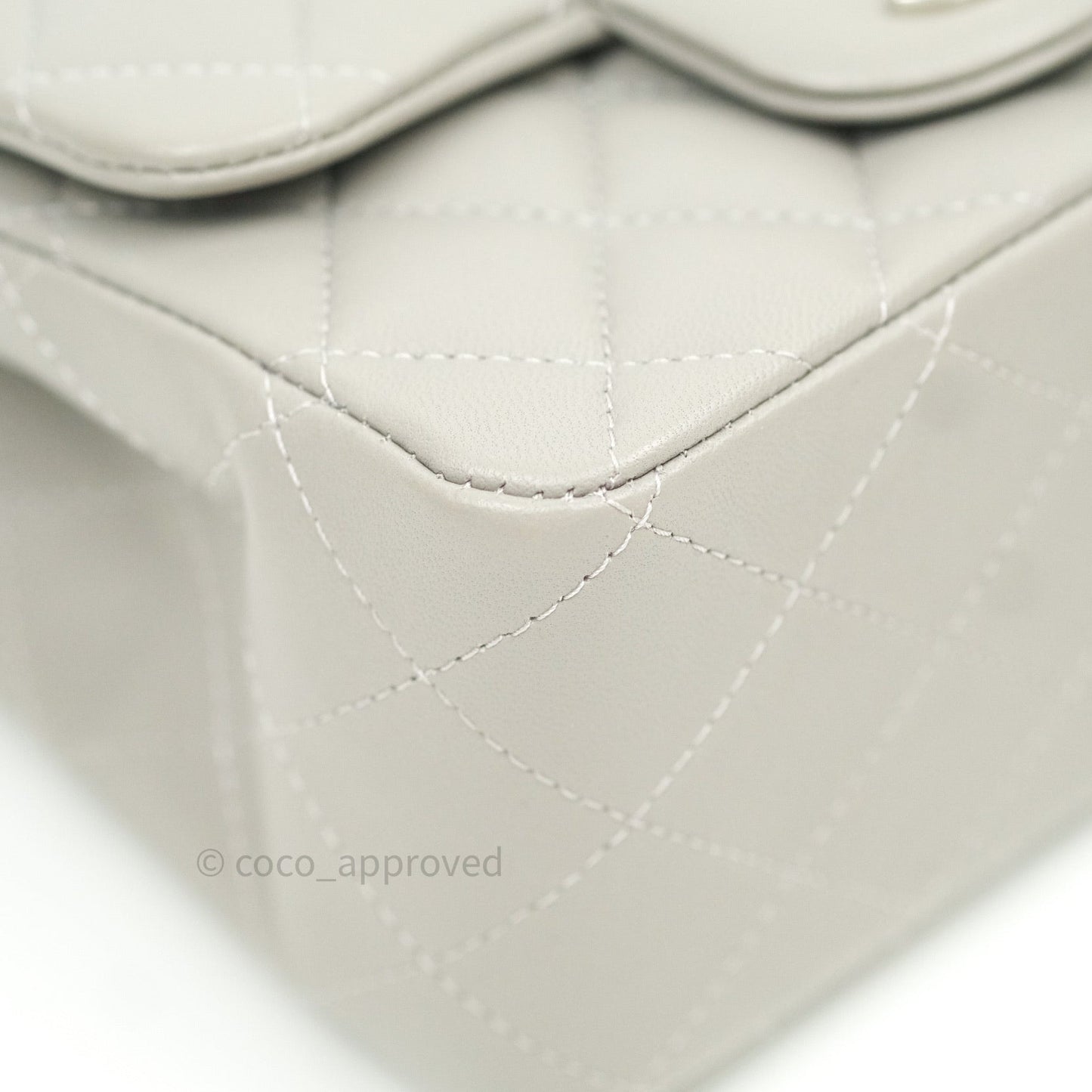 Chanel Mini Square Grey Lambskin Silver Hardware 19B