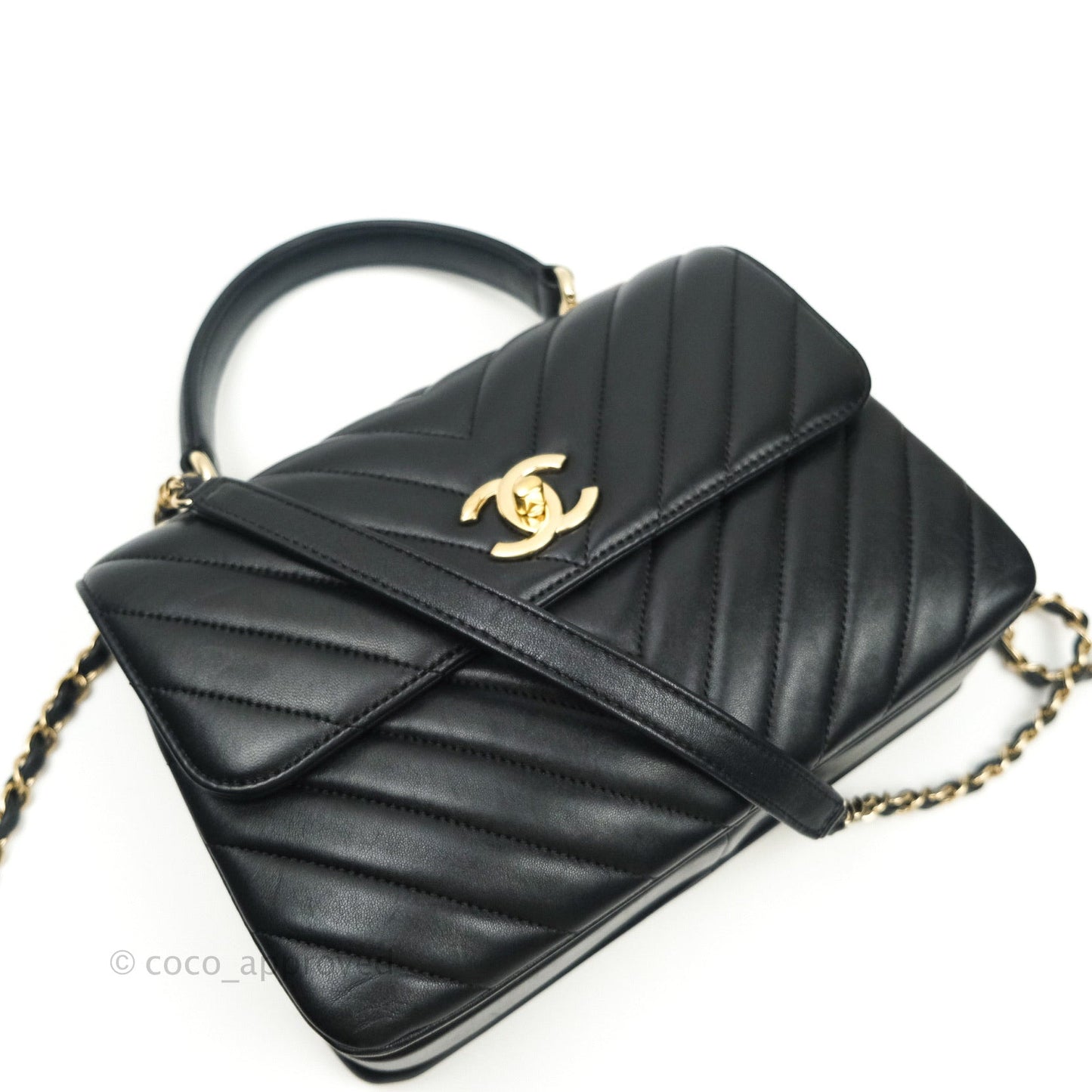 Chanel Trendy CC Chevron Small Black Lambskin Gold Hardware