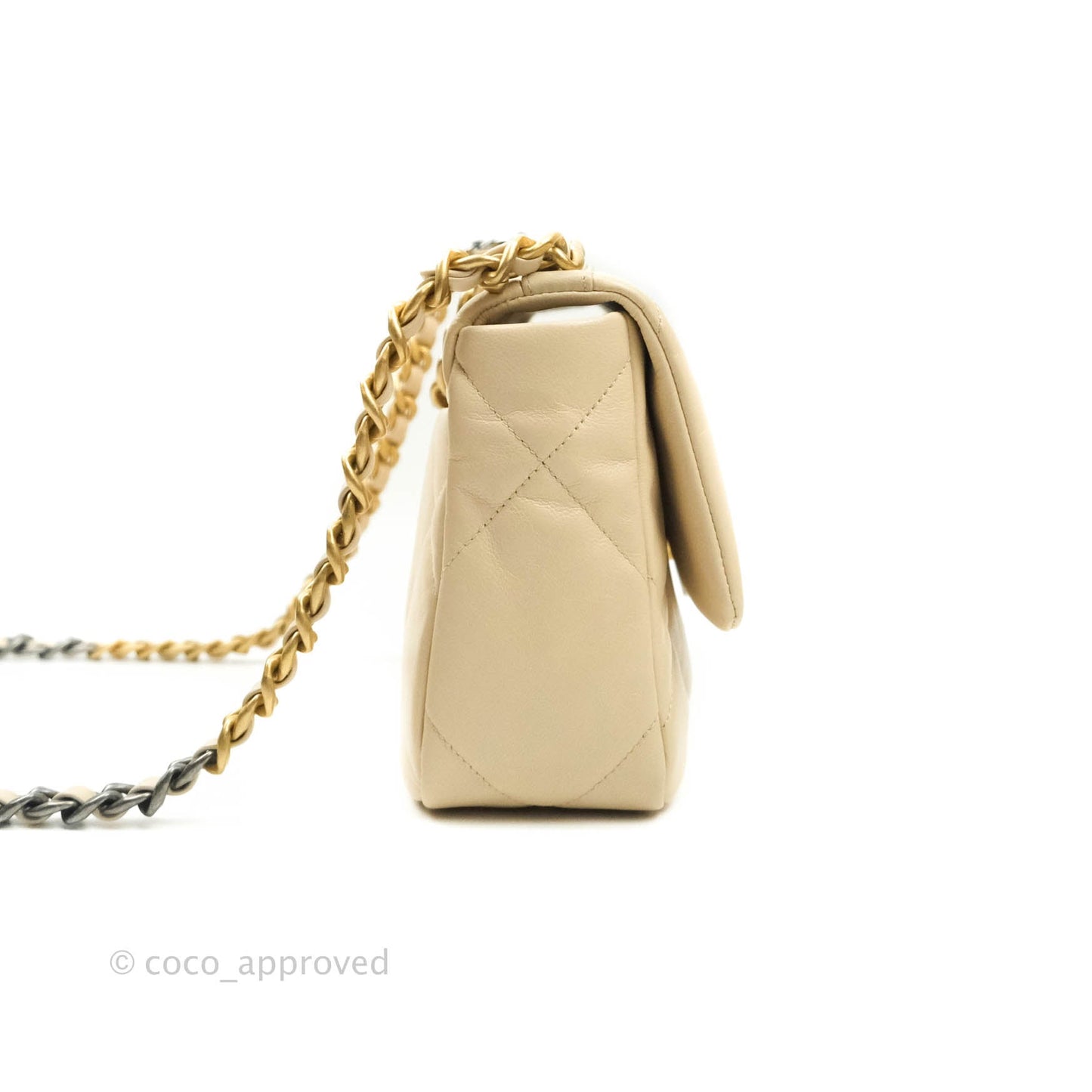 Chanel 19 Small Beige Goatskin Mixed Hardware