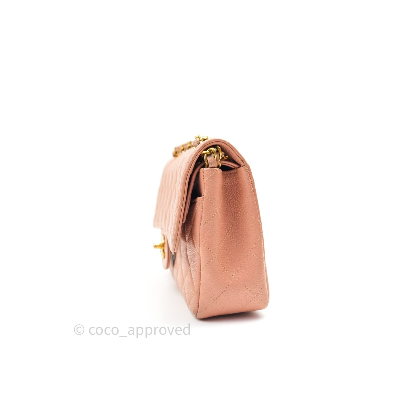 Chanel Vintage Classic Double Flap S/M Small Peach Beige 24K Gold Hardware