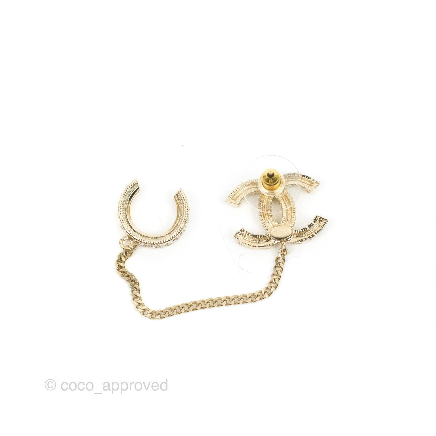Chanel CC Crystal Earring with Ear Cuff Gold Tone 21V