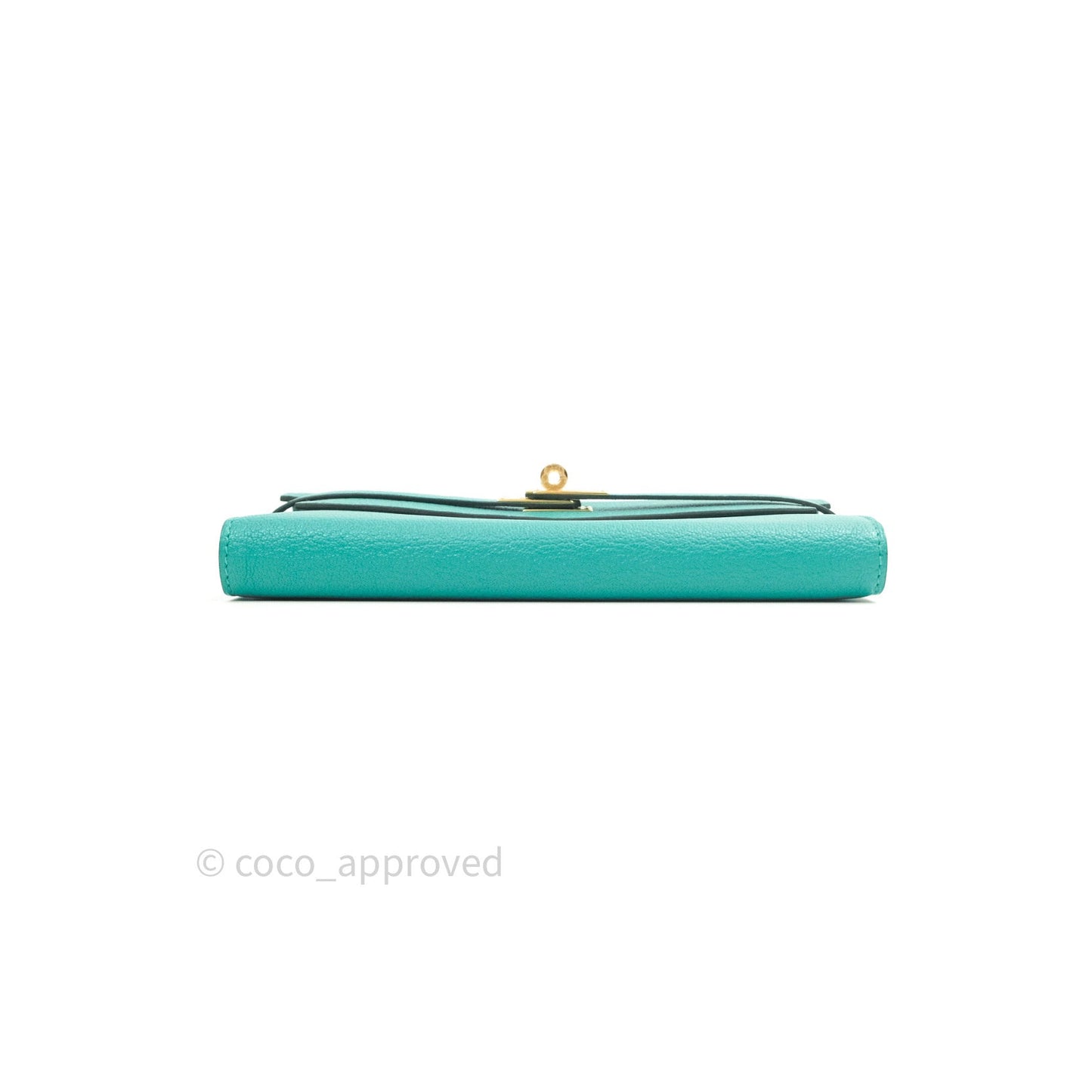 Hermès Chevre Mysore Kelly Wallet Vert Verone Gold Hardware