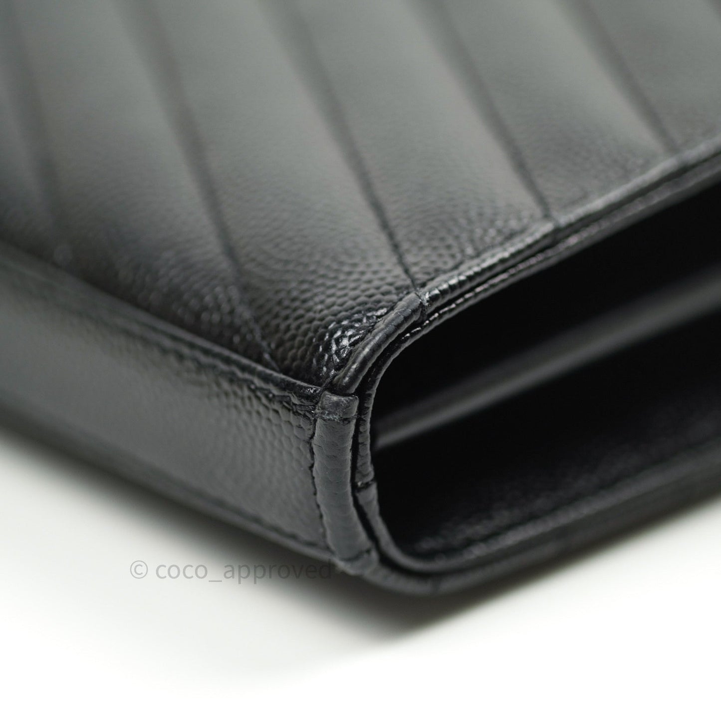 Saint Laurent Wallet on Chain Large in Black Grained Leather and Silver Hardware