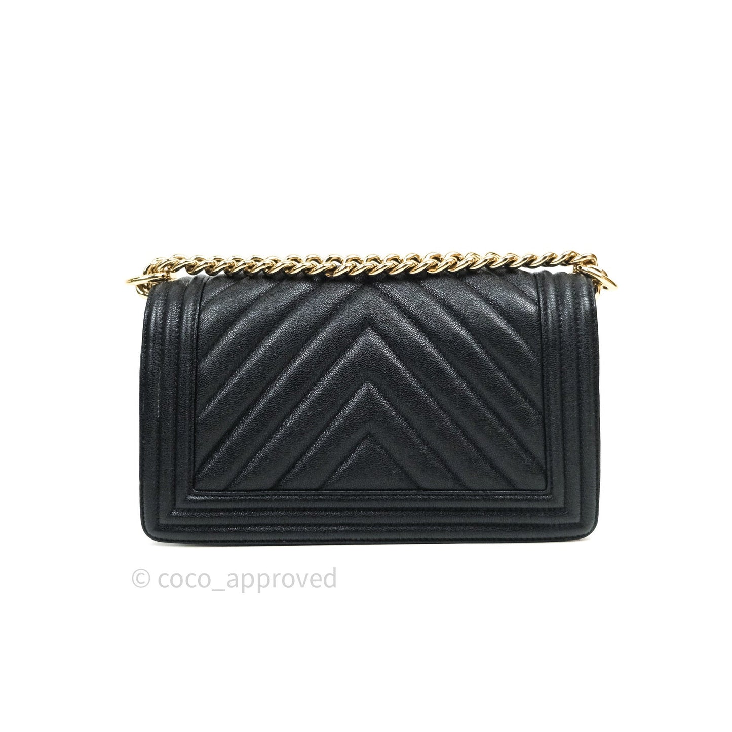 Chanel Boy Chevron Medium Black Caviar Gold Hardware
