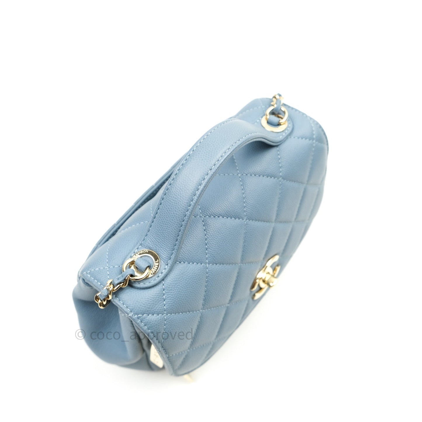 Chanel Caviar Quilted Small Business Affinity Flap Blue Light Gold Hardware