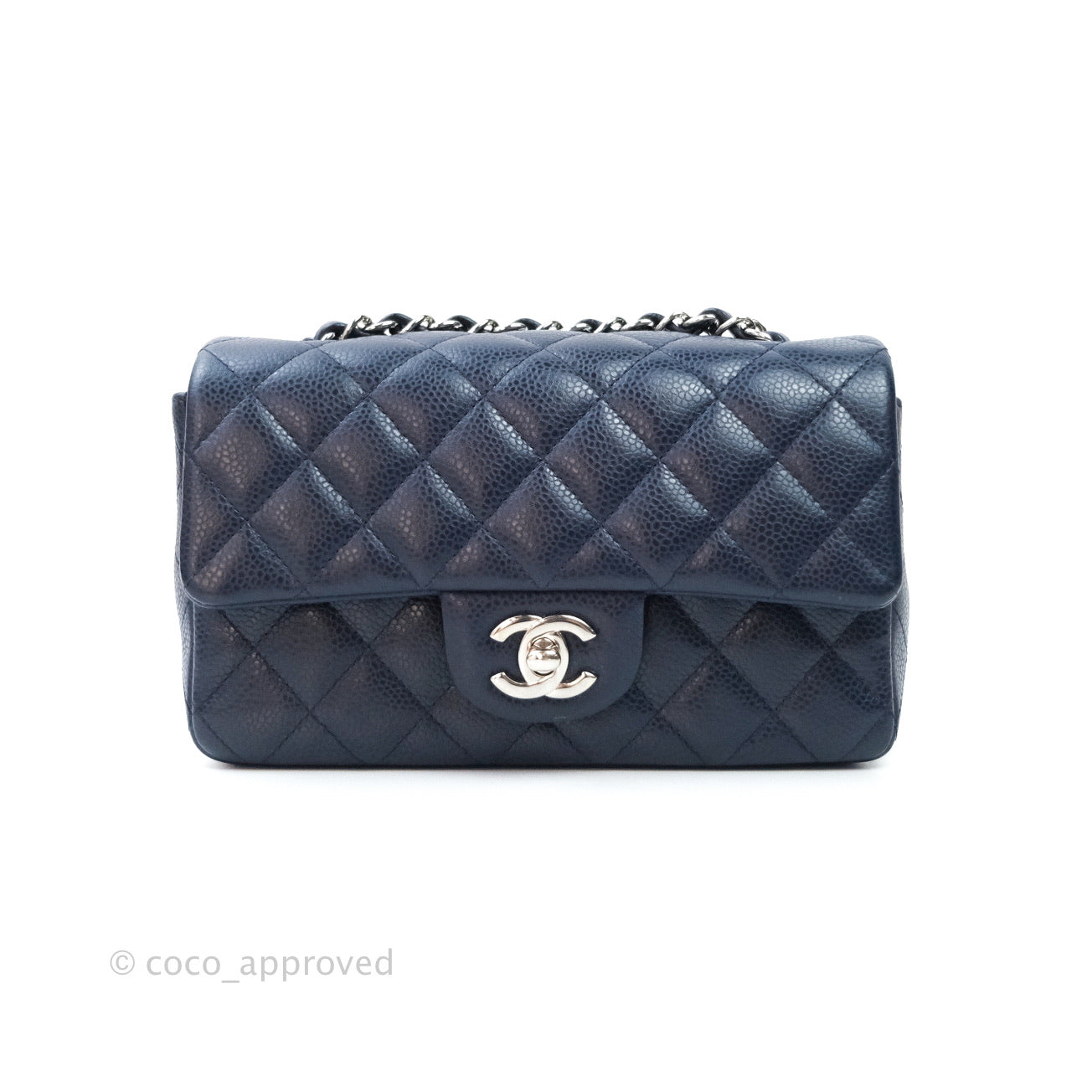 Chanel Quilted Mini Rectangular Navy Caviar Silver Hardware