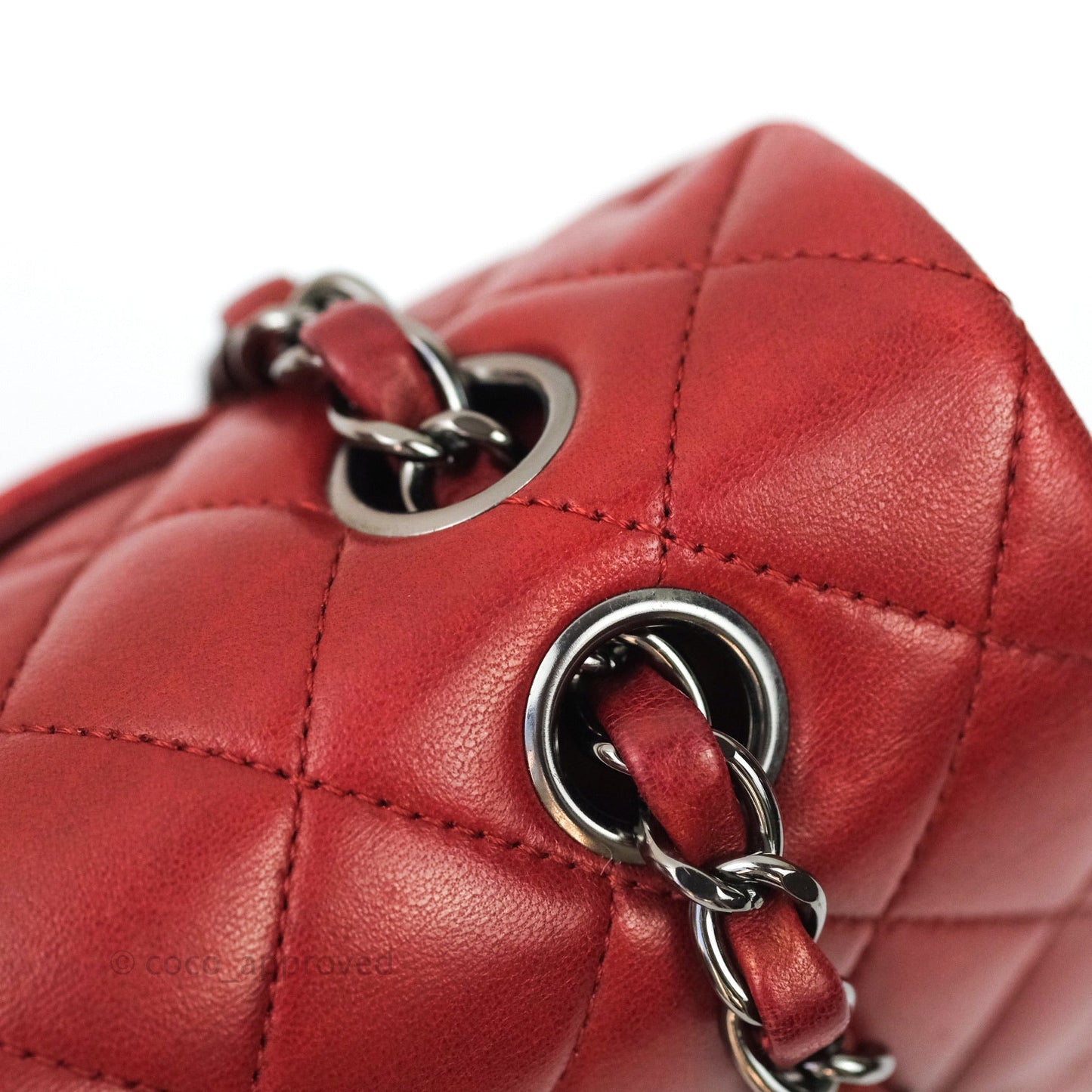 Chanel Classic M/L Medium Double Flap Dark Red Lambskin Gunmetal Hardware