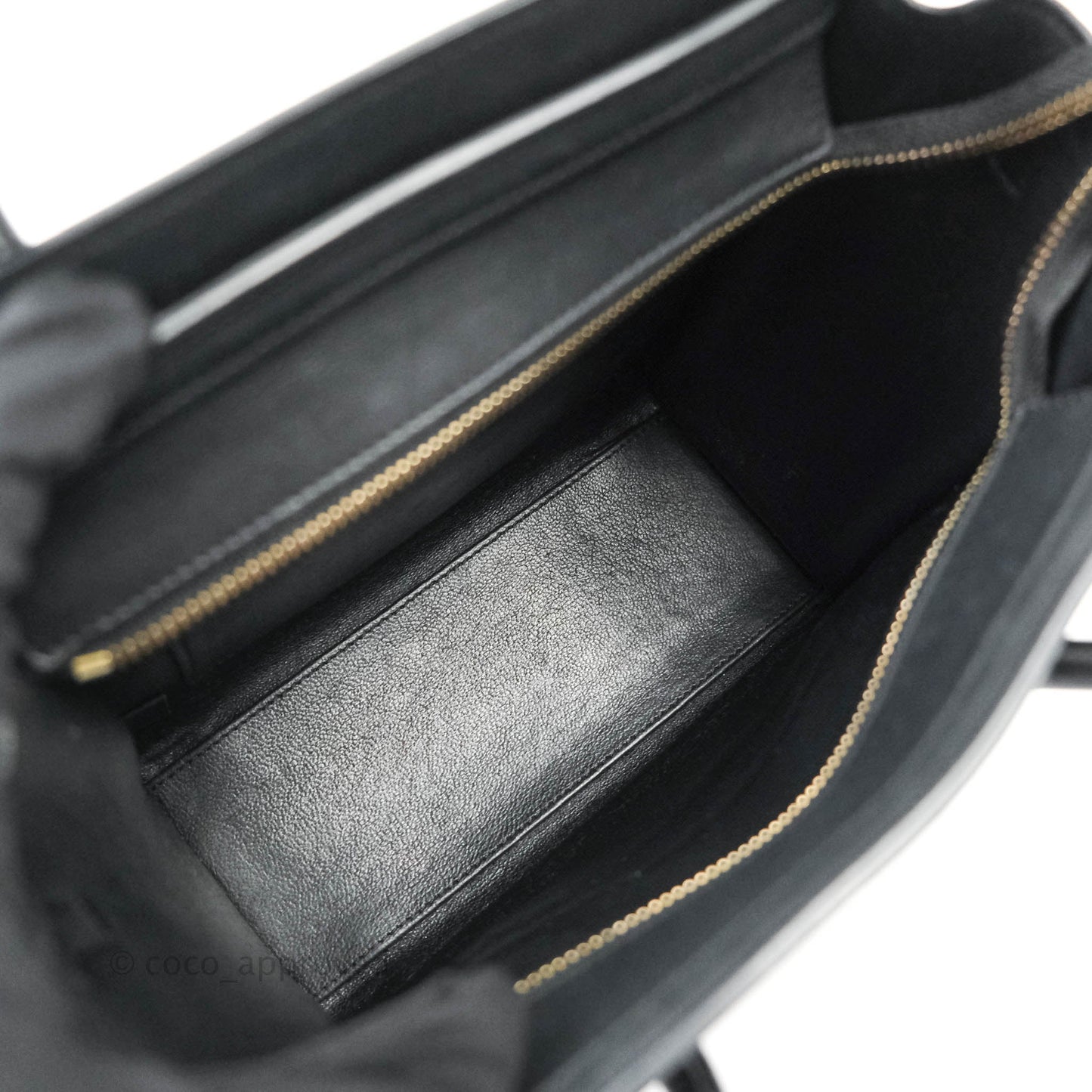 Celine Nano Luggage in Black Calfskin Antique Gold Hardware
