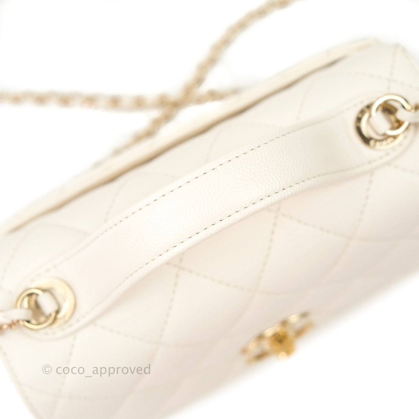 Chanel Quilted Small Business Affinity Flap Ivory Caviar Light Gold Hardware