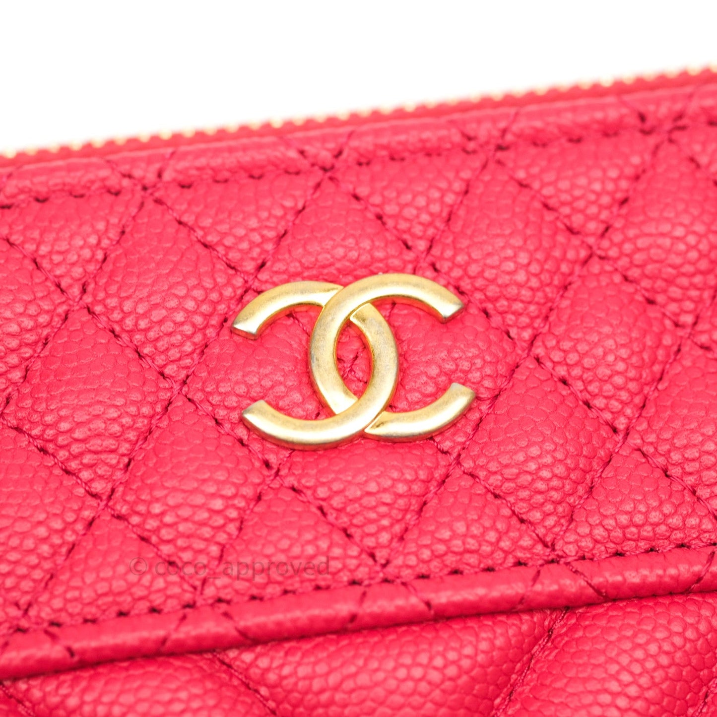 Chanel Chevron Quilted Large Cosmetic Case Red Caviar Gold Hardware