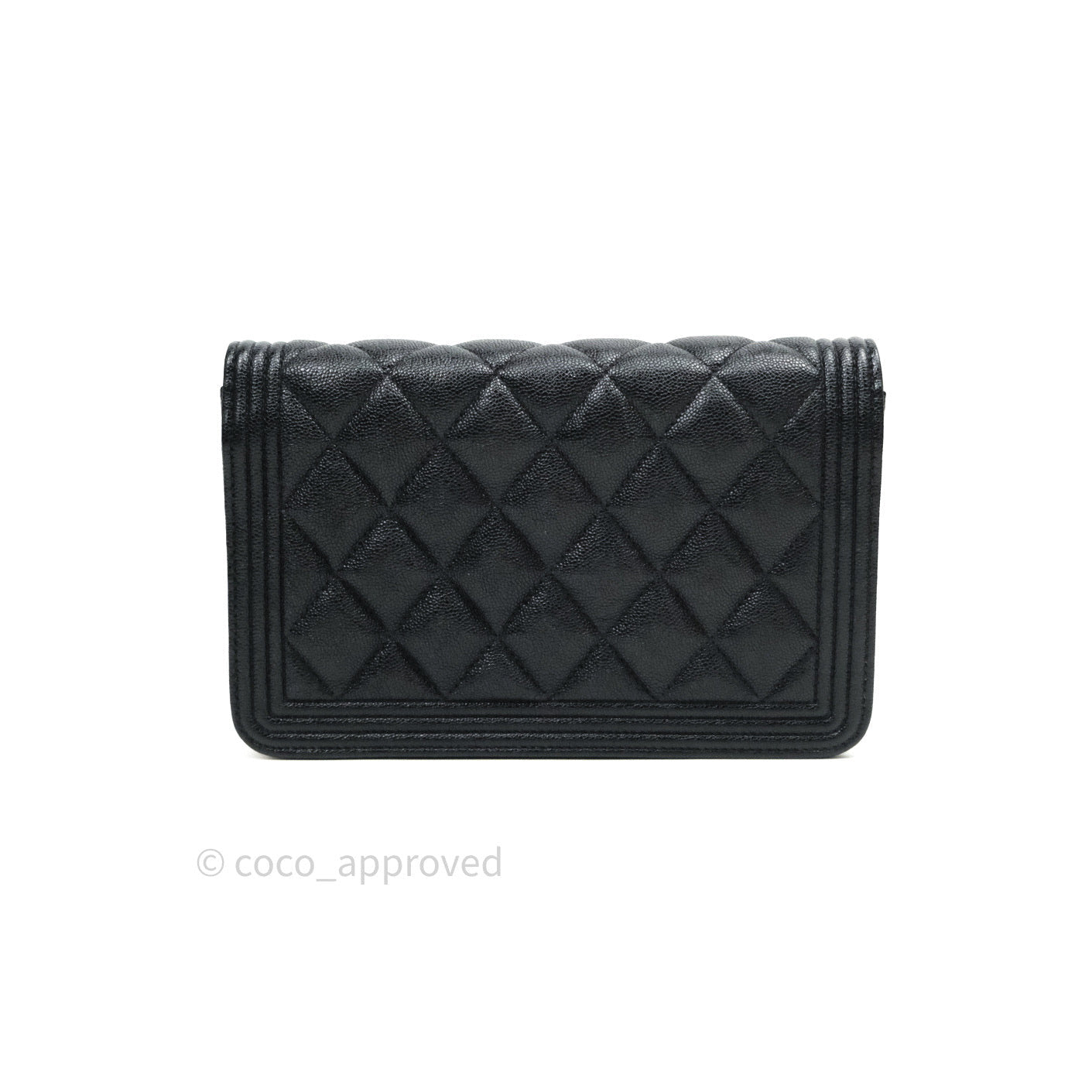 Chanel Quilted Boy Wallet on Chain WOC Black Caviar Gold Hardware