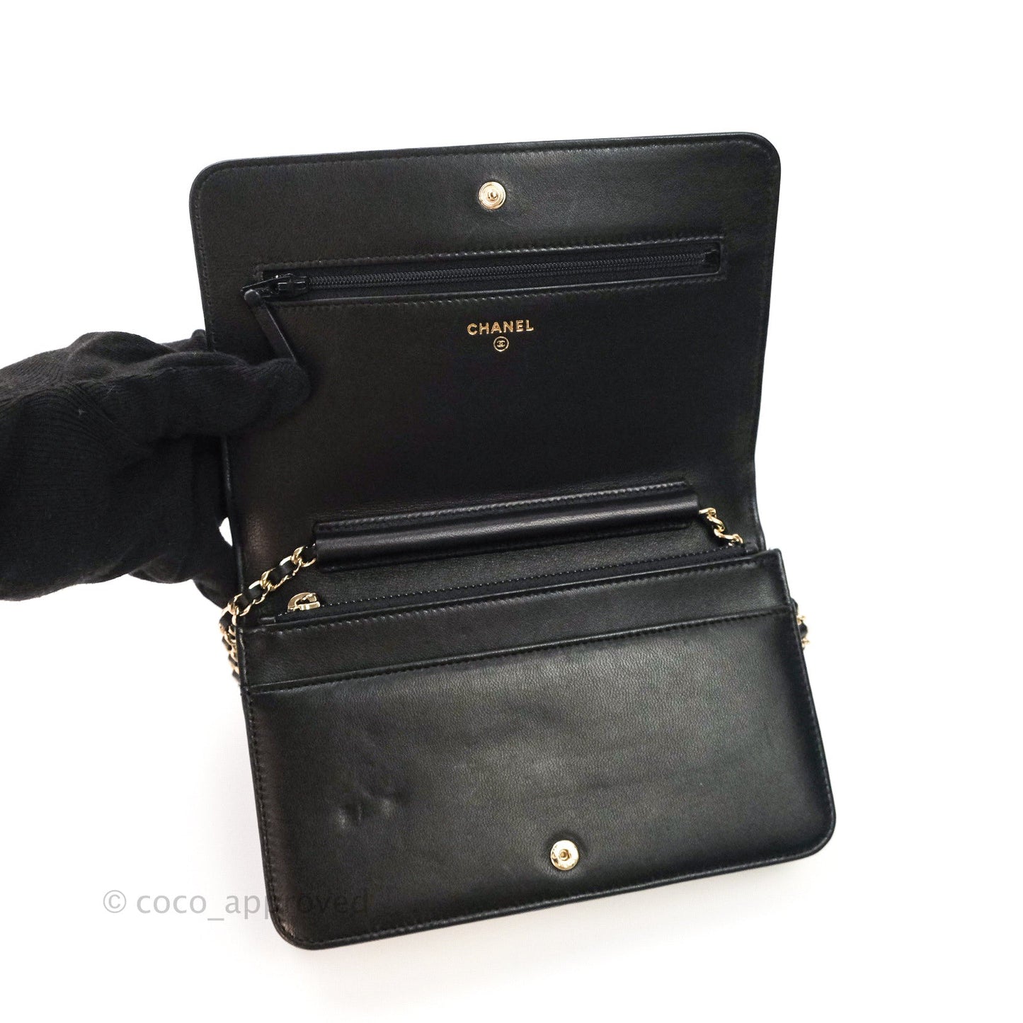 Chanel Quilted Wallet on Chain WOC Black Calfskin Gold Hardware