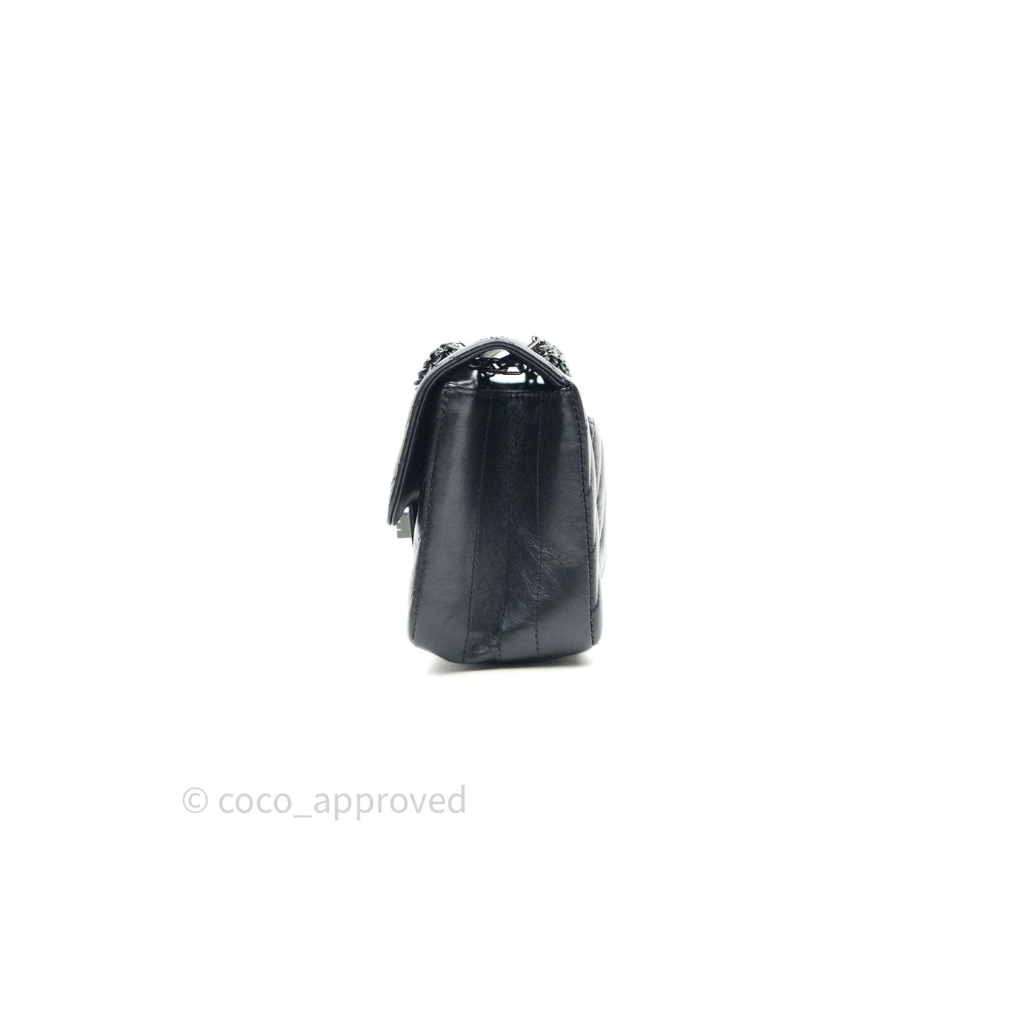 Chanel Mini Reissue 224 So Black Chevron Calfskin Black Hardware