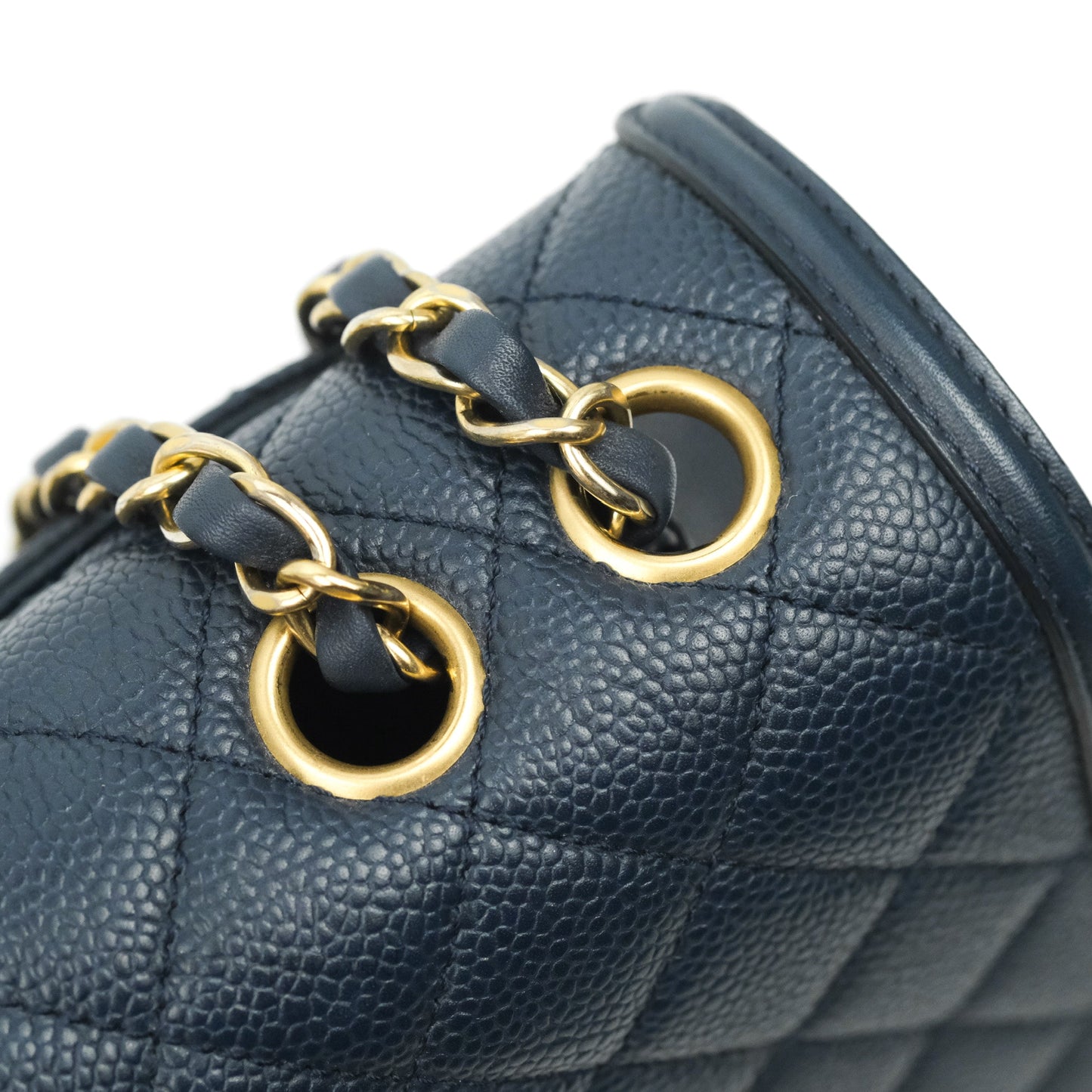 Chanel Quilted Medium CC Filigree Flap Navy Caviar Aged Gold Hardware