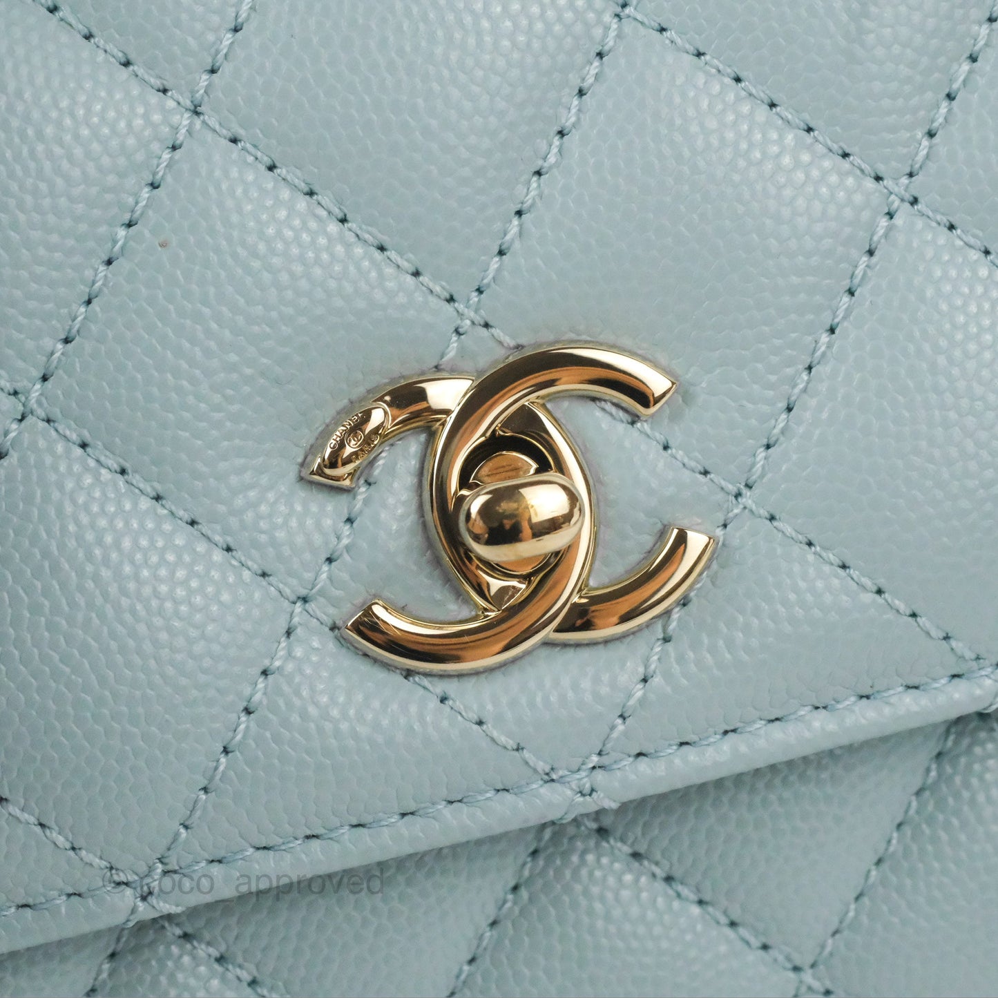 Chanel Small Coco Handle Blue Caviar Gold Hardware