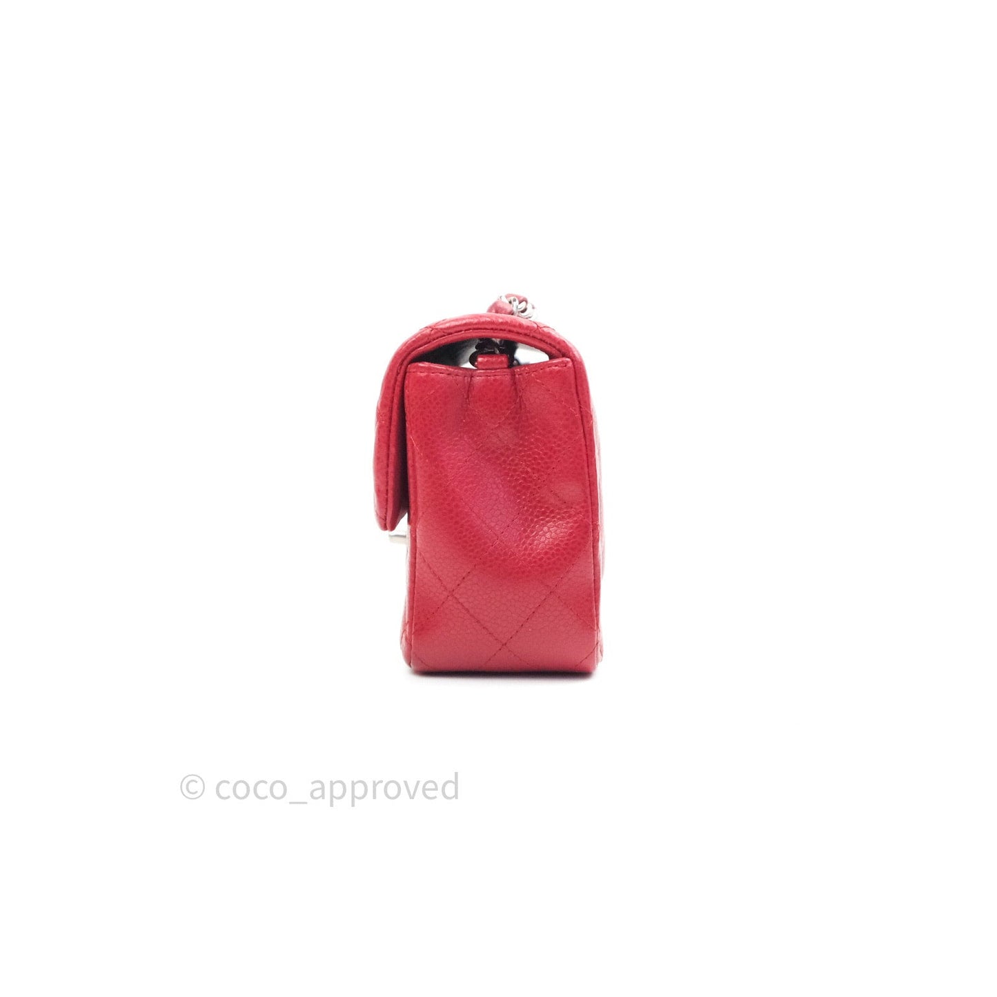 Chanel Quilted Mini Rectangular Red Caviar Silver Hardware