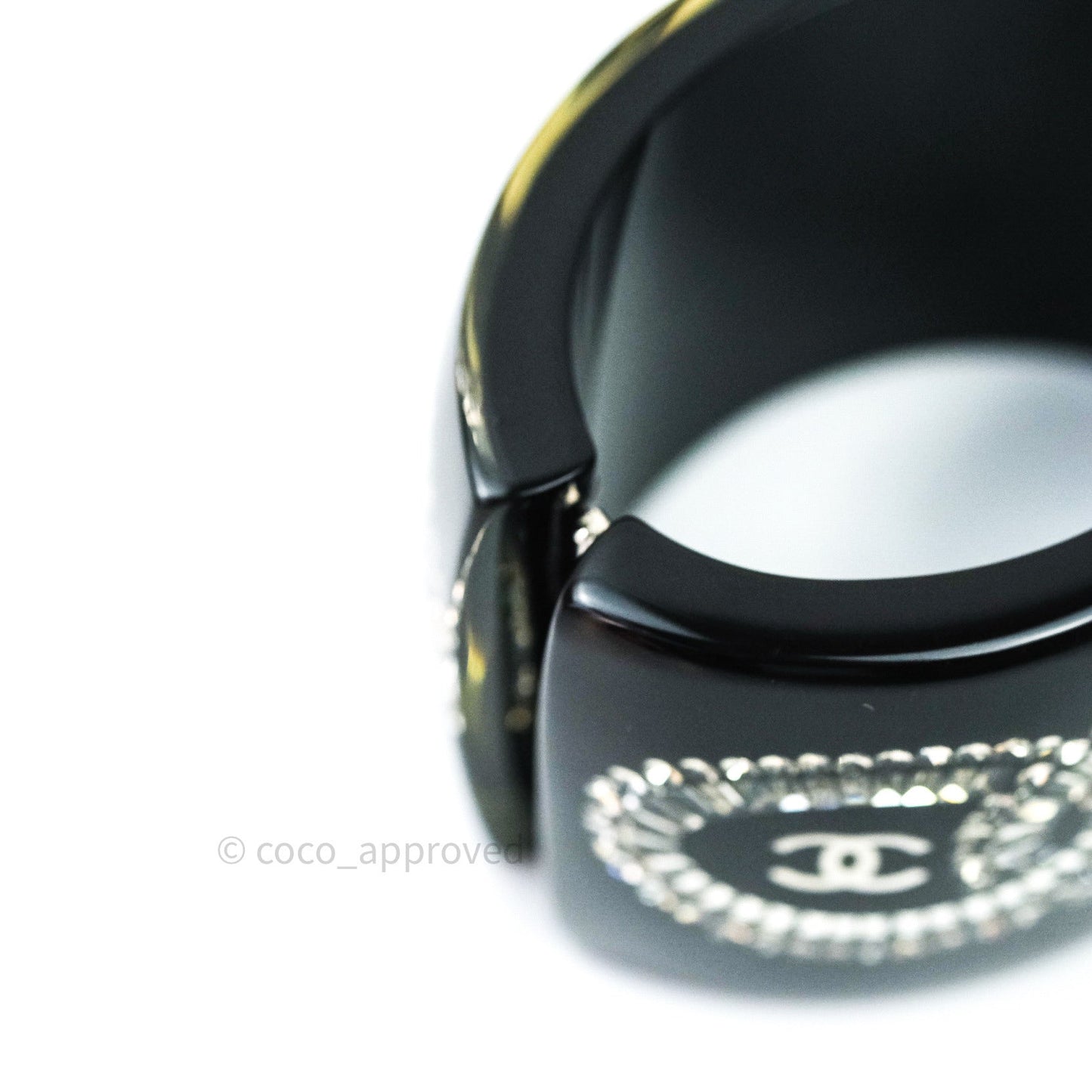 Chanel Resin Strass CC Crystal Cuff Black