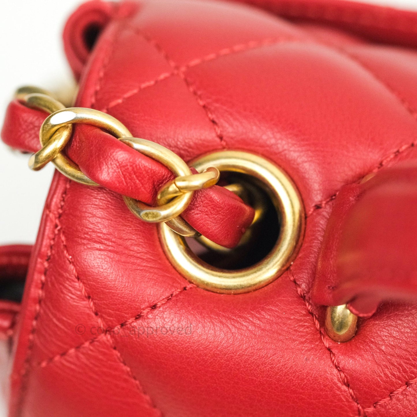 Chanel Quilted Chevron In The City Bag Red Calfskin Gold Hardware