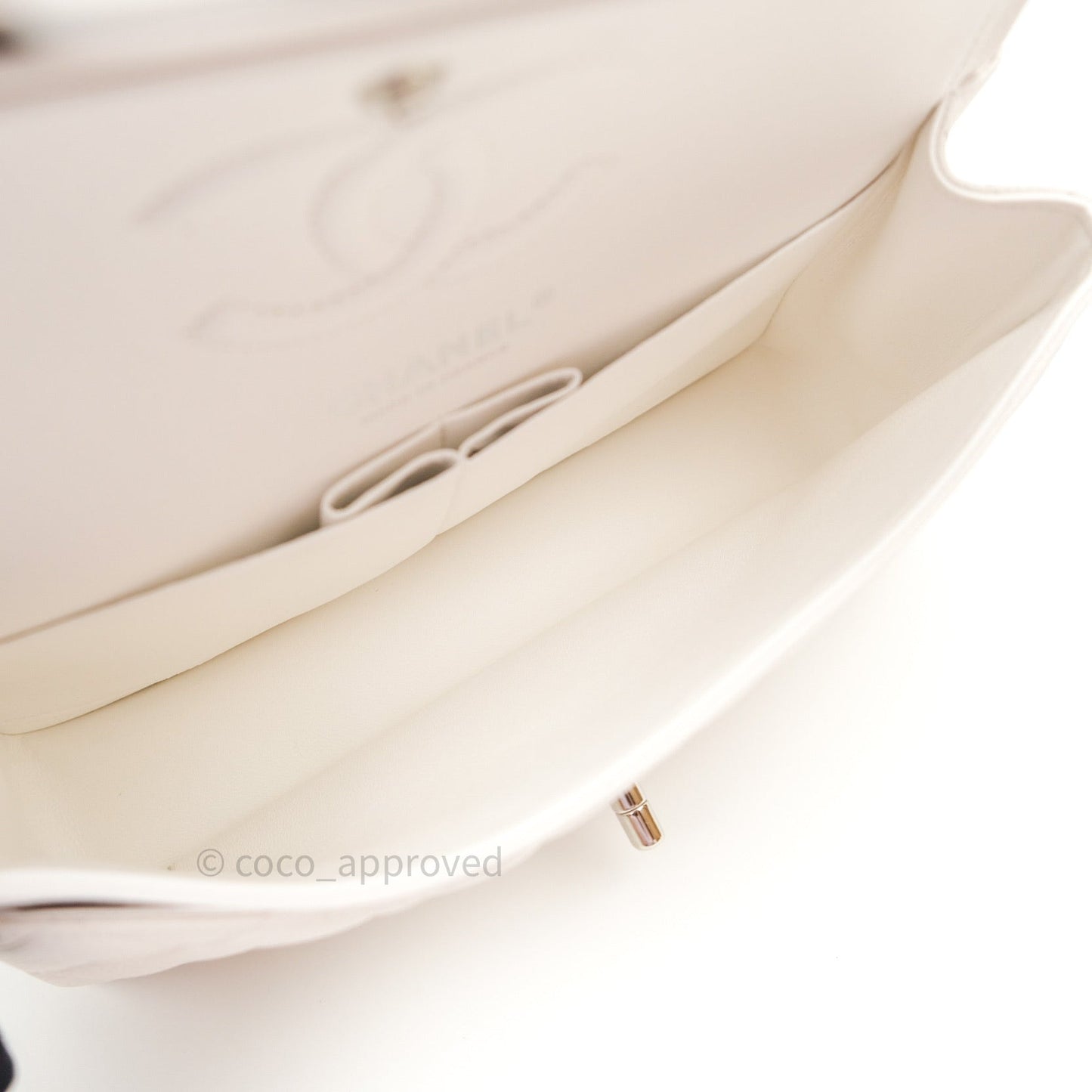 Chanel Classic Small S/M Flap Ivory White Caviar Silver Hardware