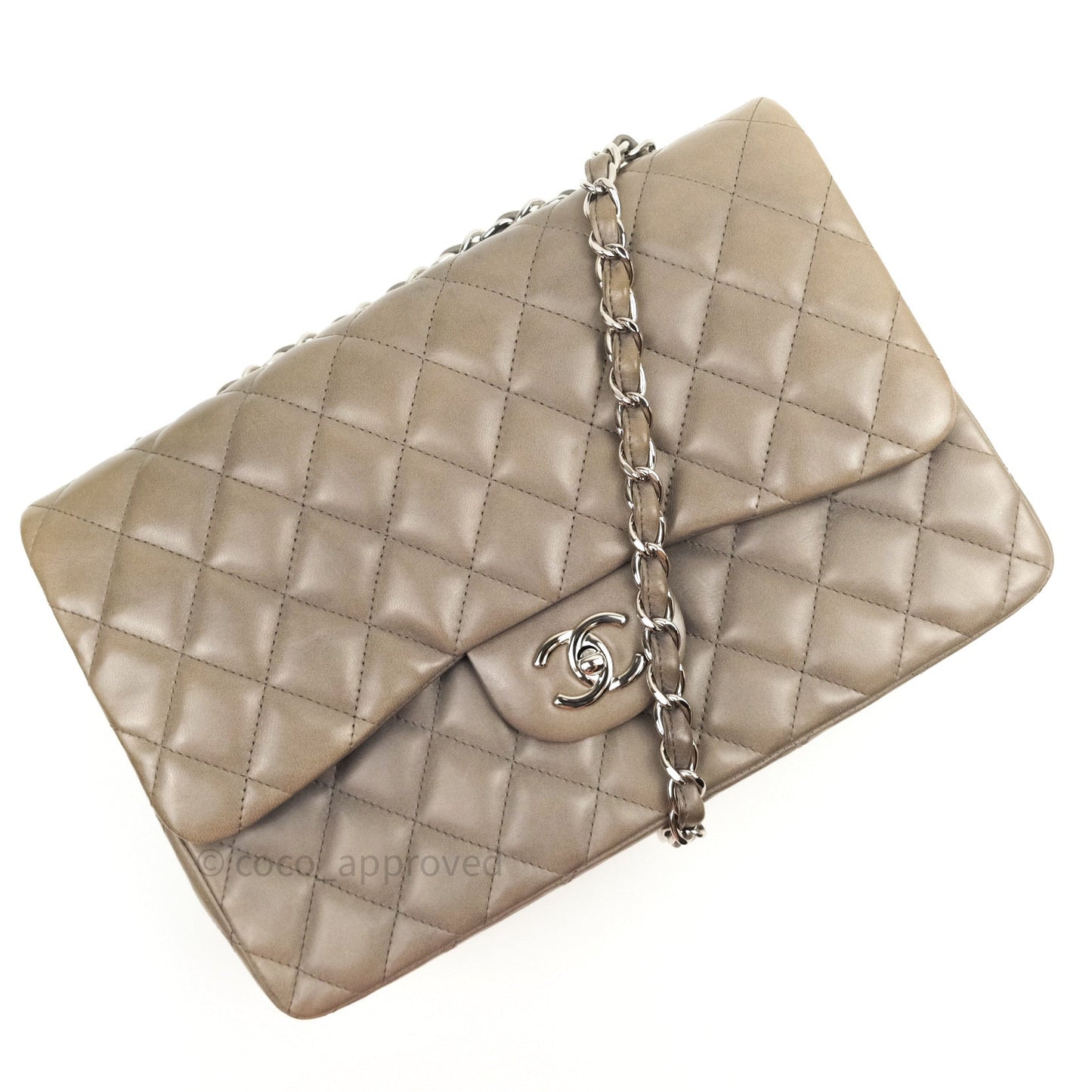 Chanel Jumbo Single Flap Grey Lambskin Silver Hardware⁣⁣