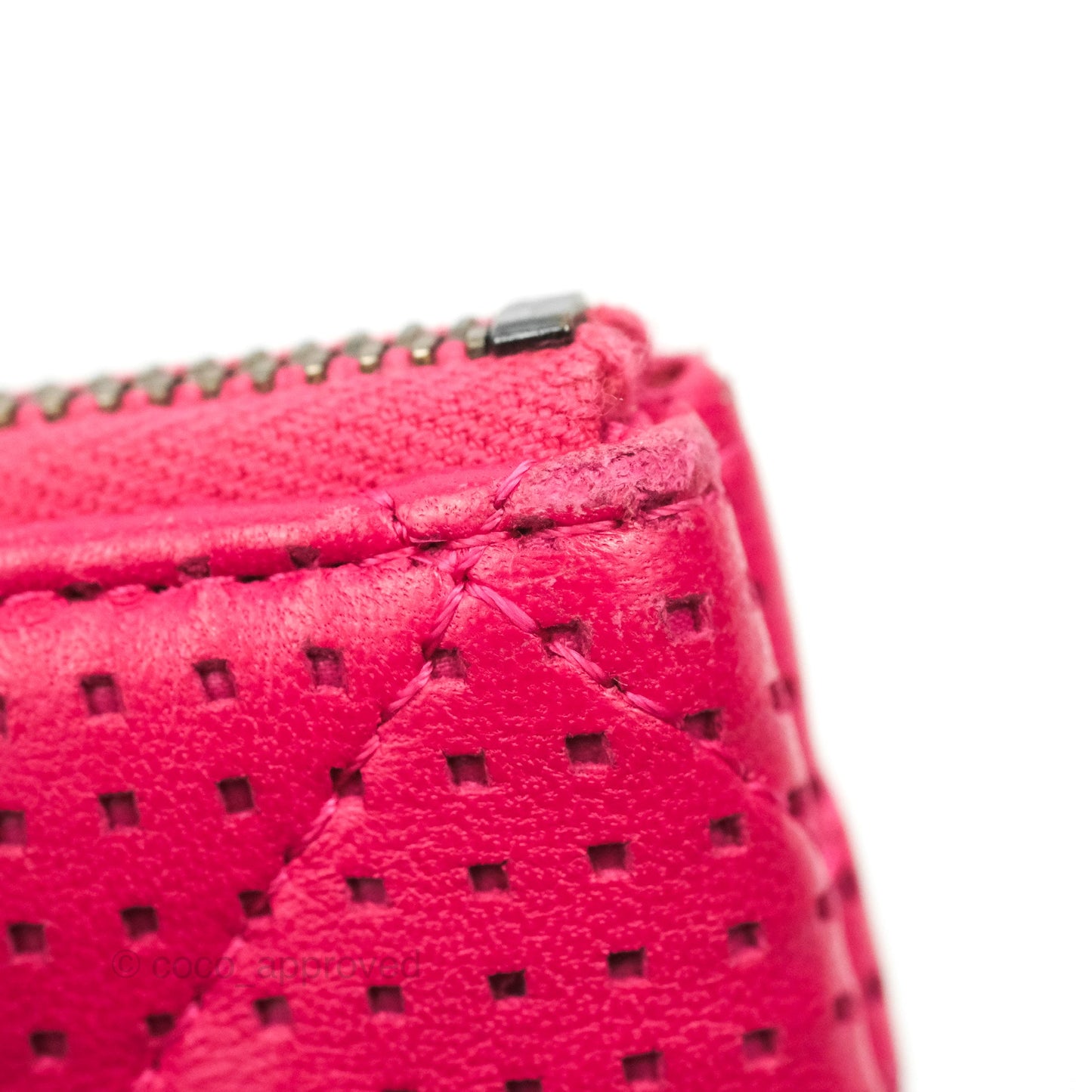 Chanel Quilted O Case Dark Pink Lambskin Gun Metal