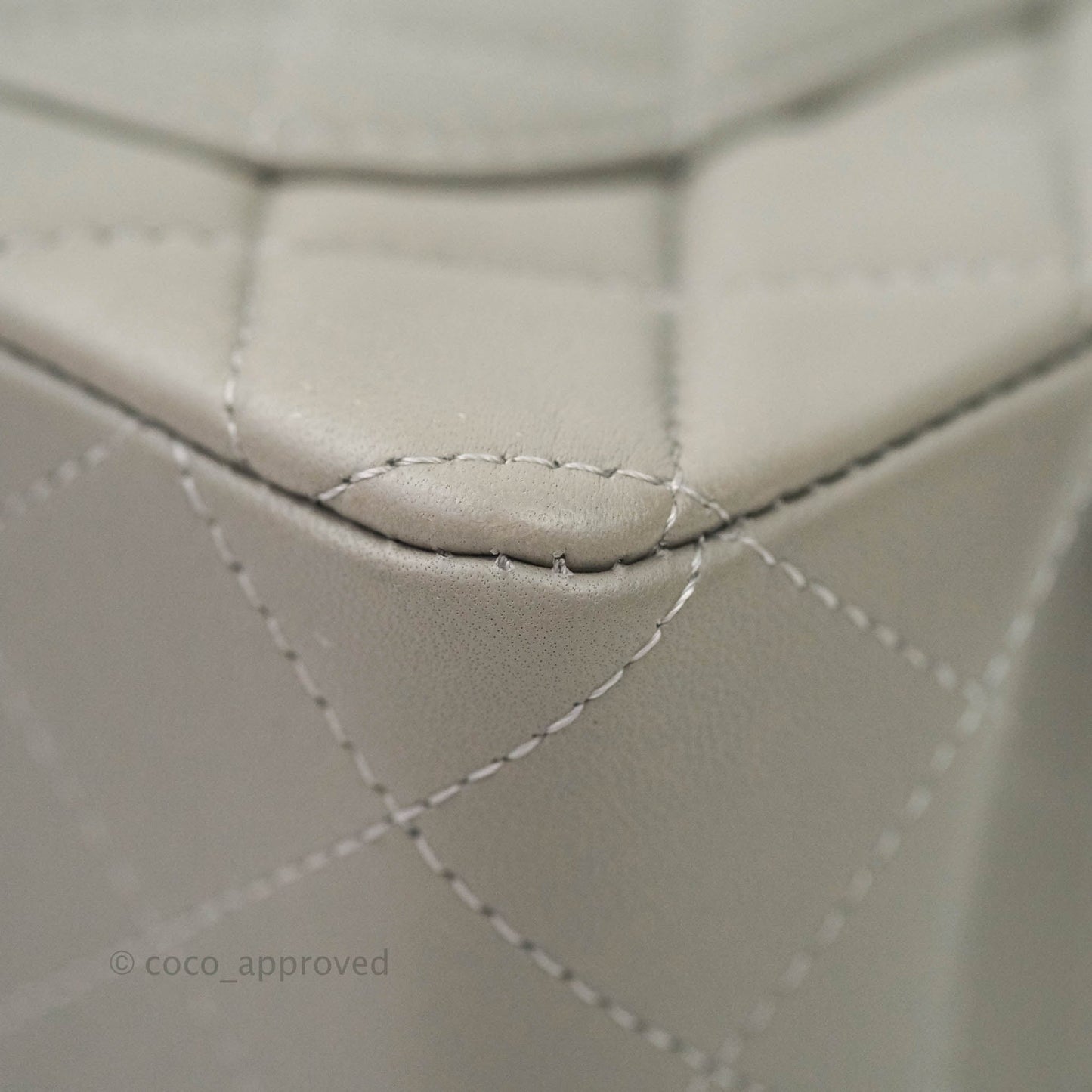Chanel Quilted Mini Rectangular Flap Grey Lambskin Silver Hardware 19B