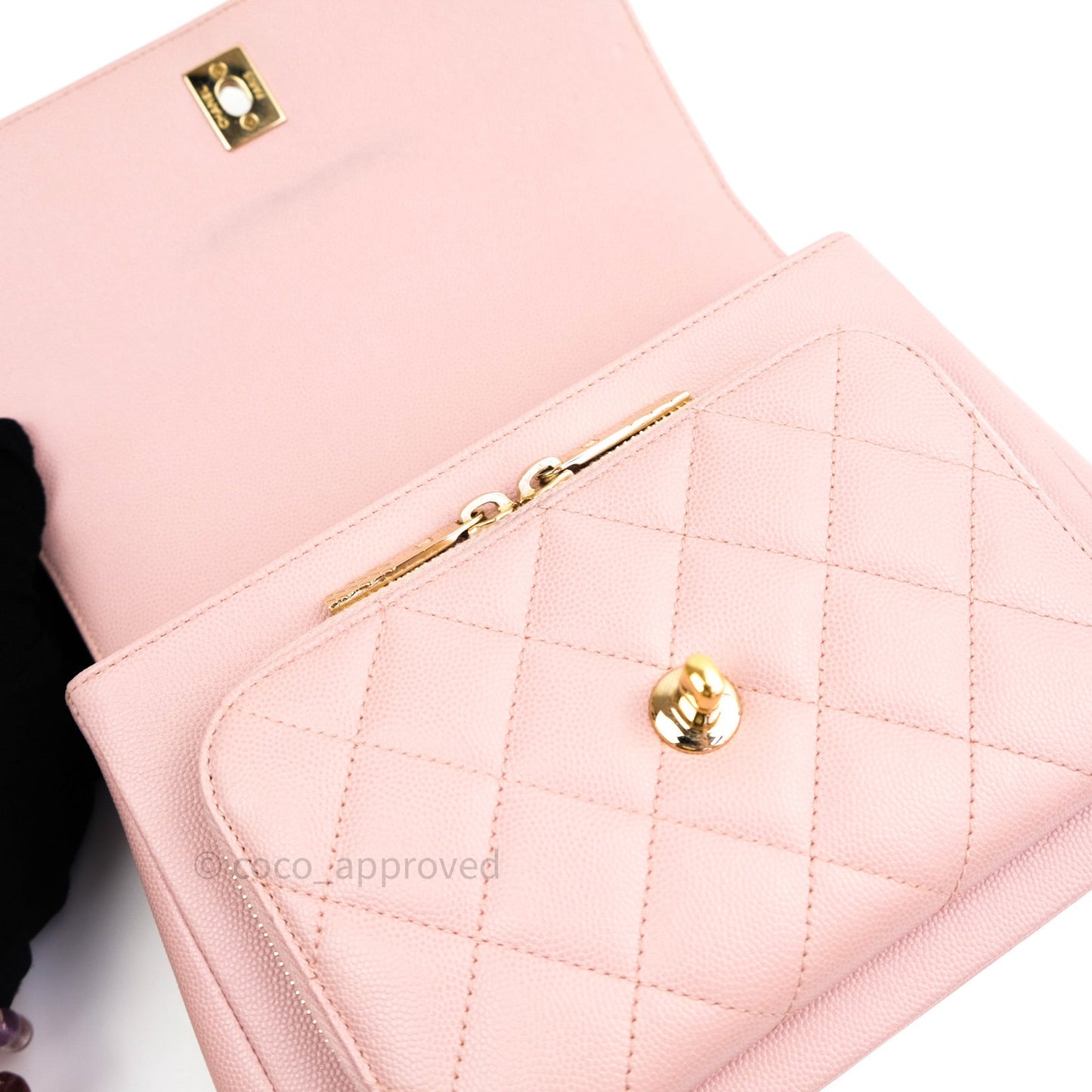 Chanel Quilted Medium Business Affinity Flap Light Pink Light Gold Hardware