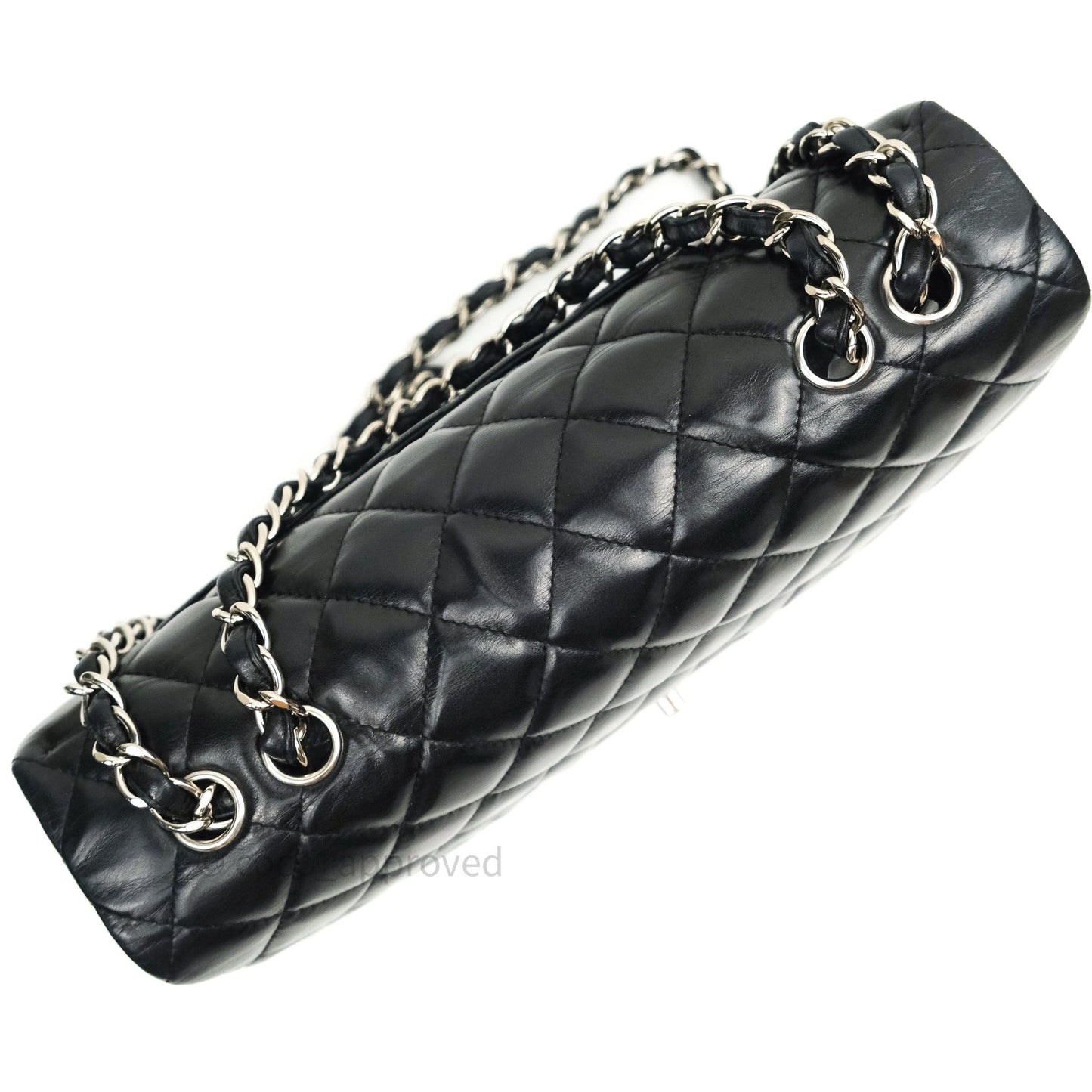 Chanel Classic Quilted Jumbo Single Flap Black Lambskin Silver Hardware⁣⁣