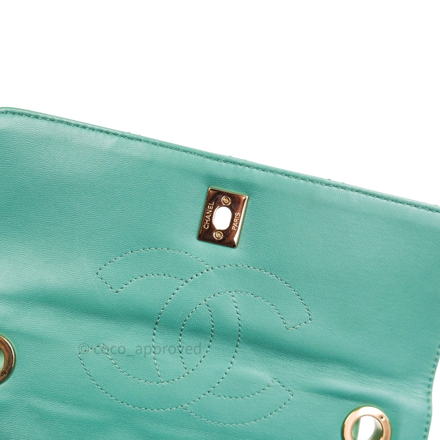 Chanel Lambskin Quilted Small Trendy CC Flap Handle Bag Light Green