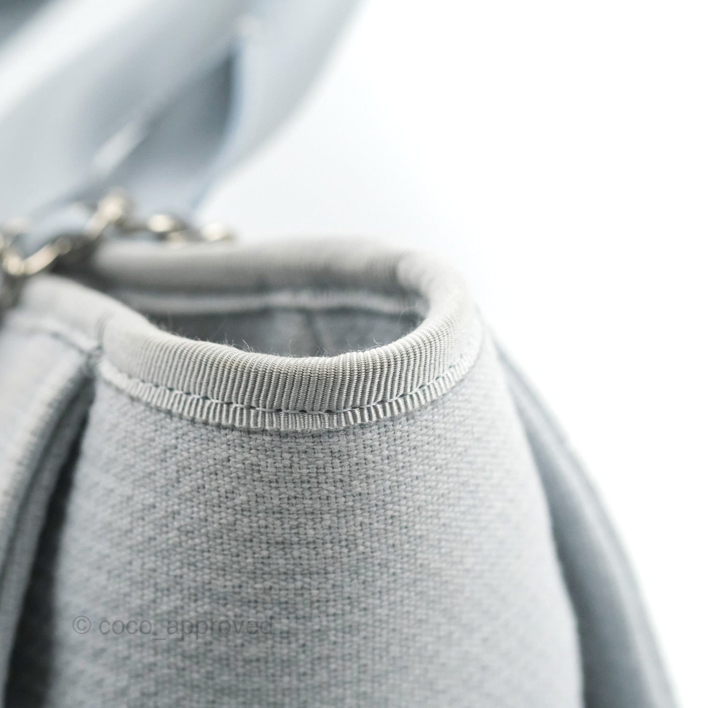 Chanel New Small Deauville Tote Light Blue Silver Hardware