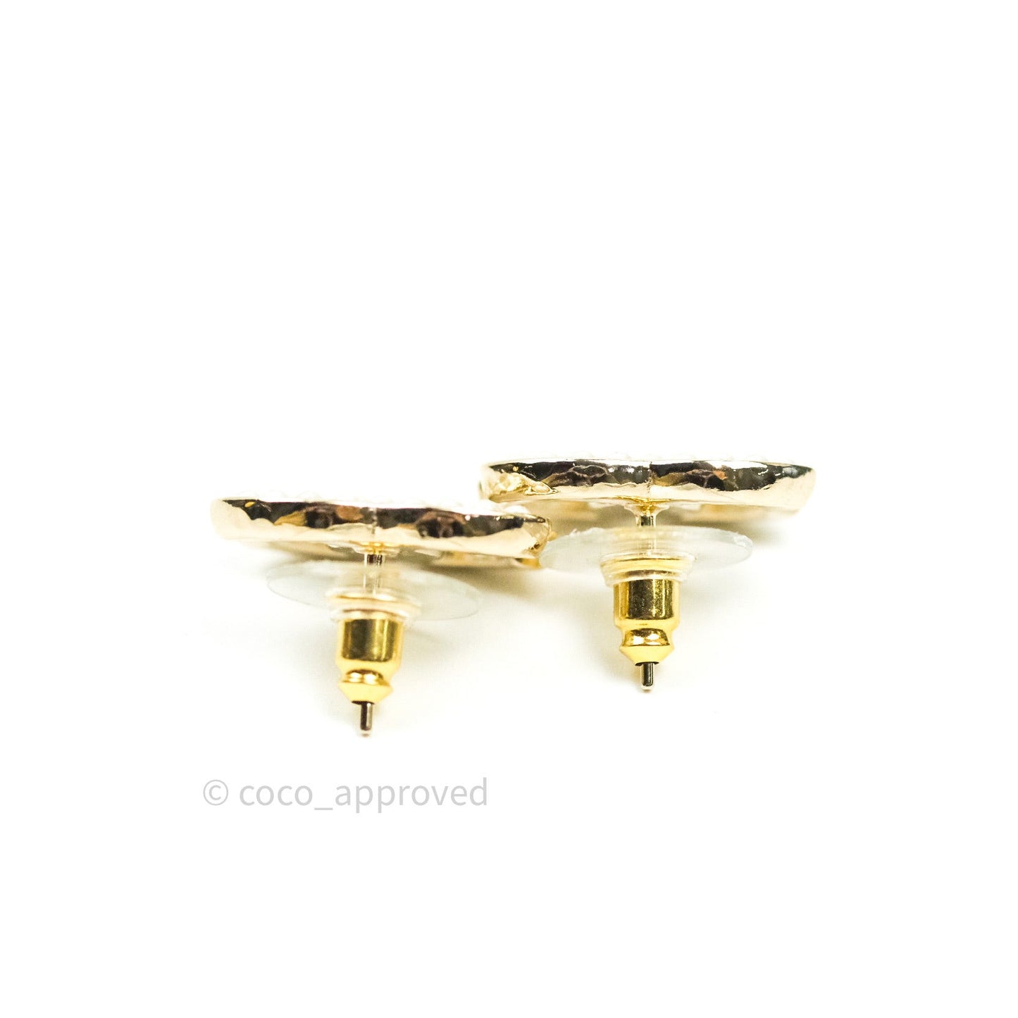 Chanel Pearl CC Earrings Gold Tone 21P