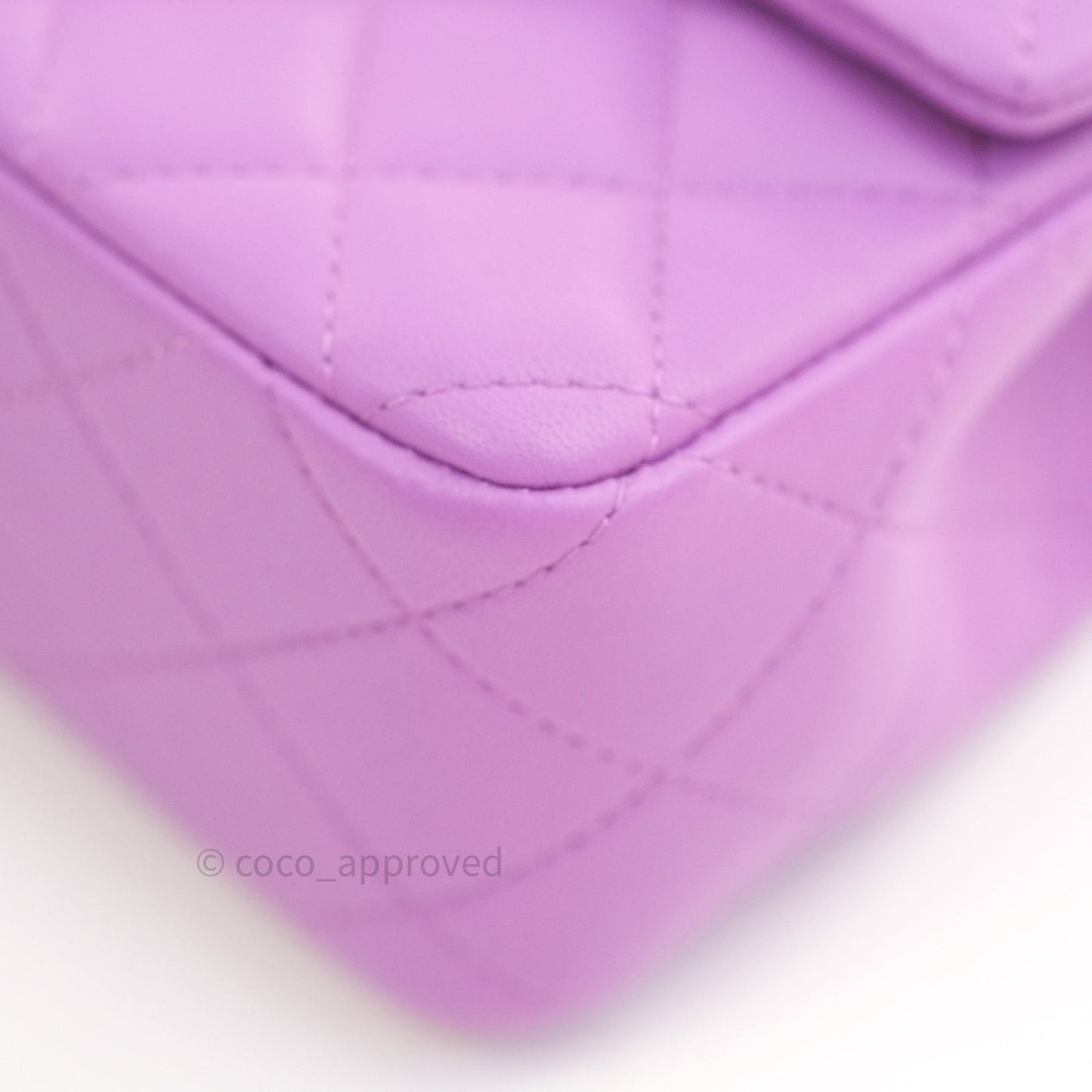 Chanel Quilted Mini Rectangular Flap Purple Lambskin Silver Hardware