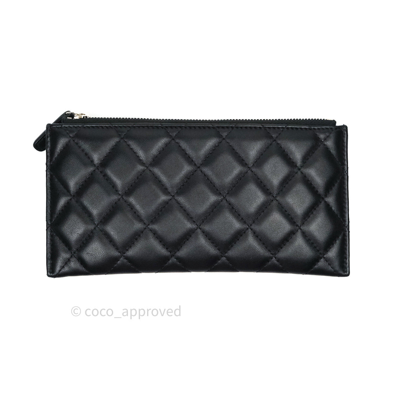 Chanel O Case Phone Case Pouch Card Holder Black Lambskin Silver Hardware