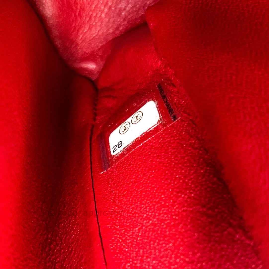 Chanel Quilted Chevron In The City Bag Red Calfskin Gold Hardware