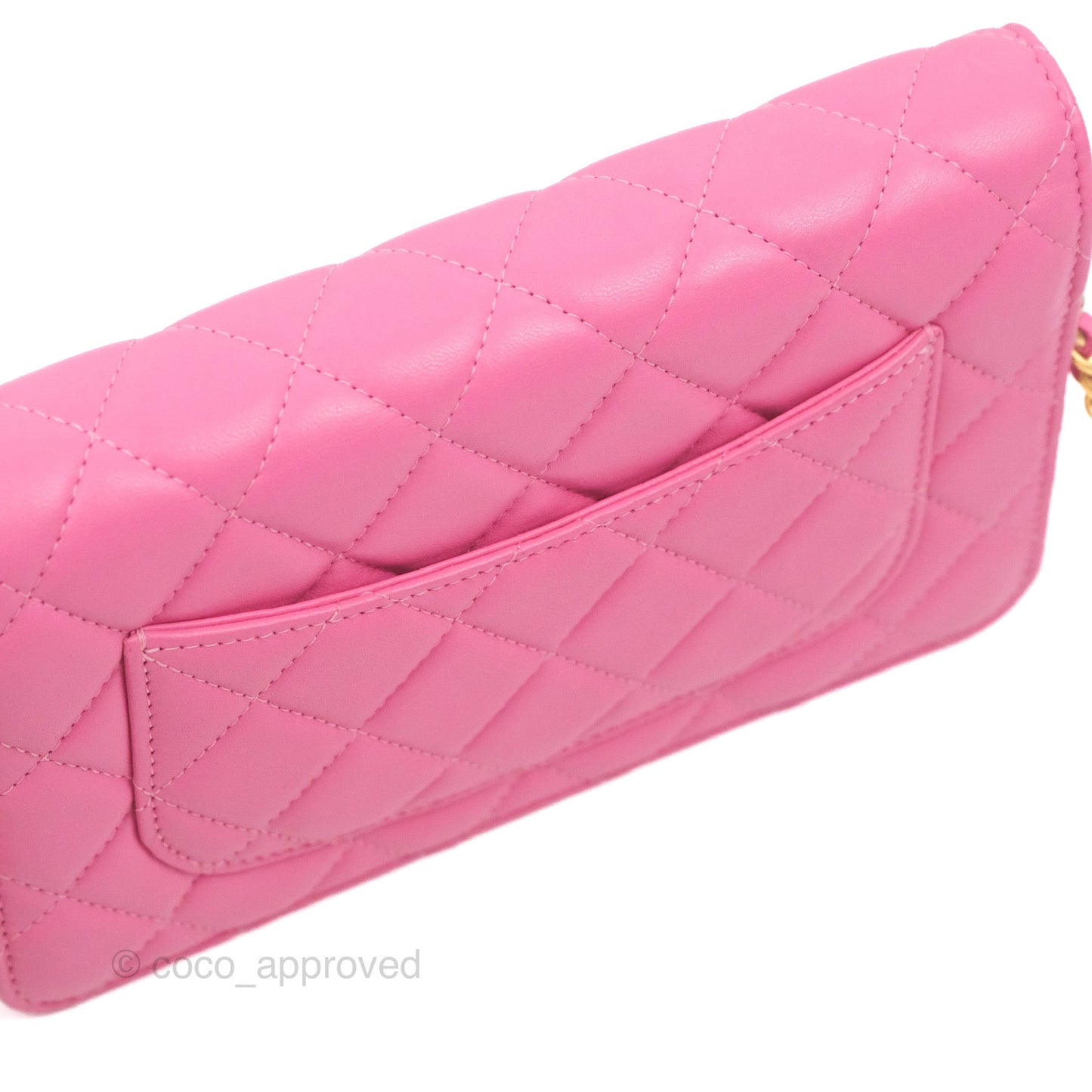 Chanel Quilted Pearl Crush Wallet on Chain WOC Pink Lambskin Aged Gold Hardware