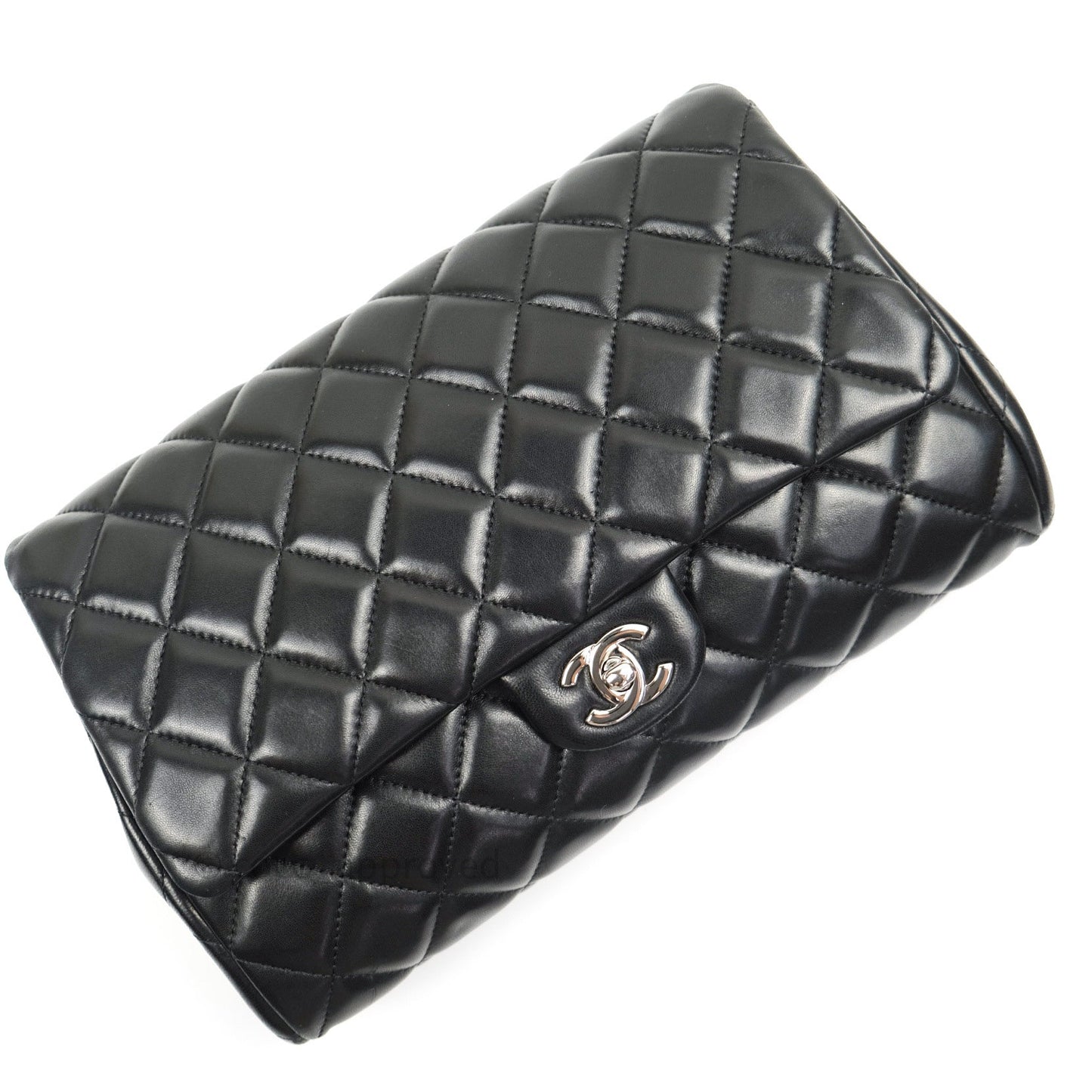 Chanel Quilted Clutch with Chain Black Lambskin Silver Hardware