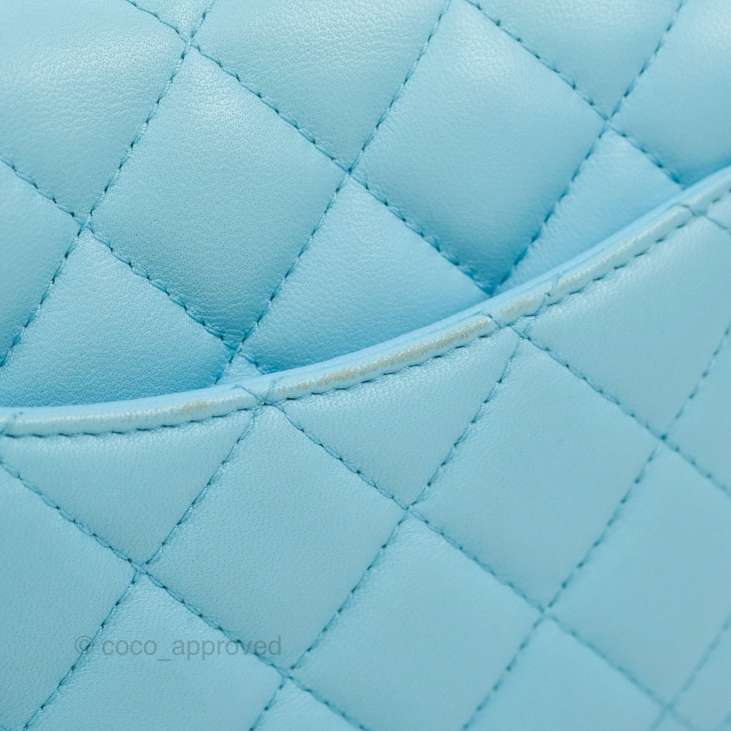 Chanel Quilted Mini Rectangular Flap Light Blue Lambskin Silver Hardware