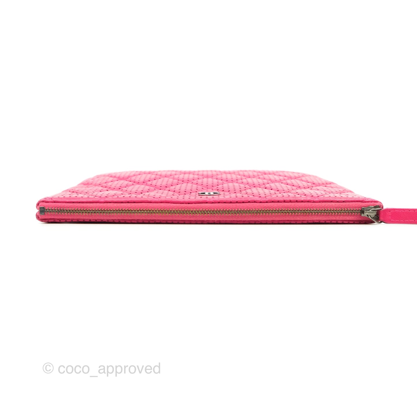 Chanel Quilted O Case Dark Pink Lambskin Gun Metal