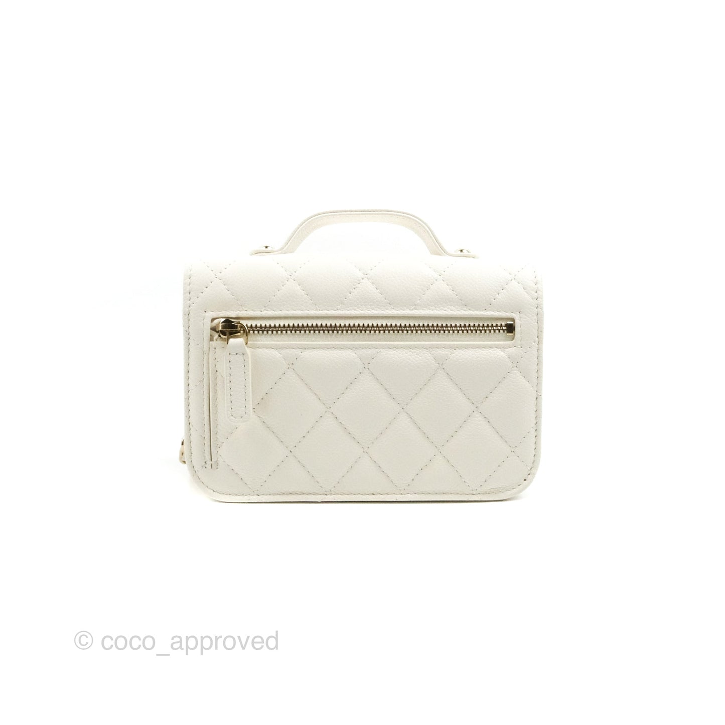 Chanel Business Affinity Clutch With Chain White Caviar Gold Hardware