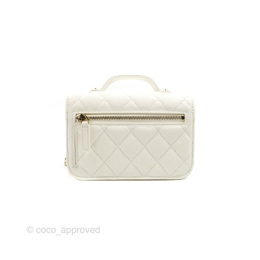 Chanel Business Affinity Clutch With Chain White Caviar Gold Hardware