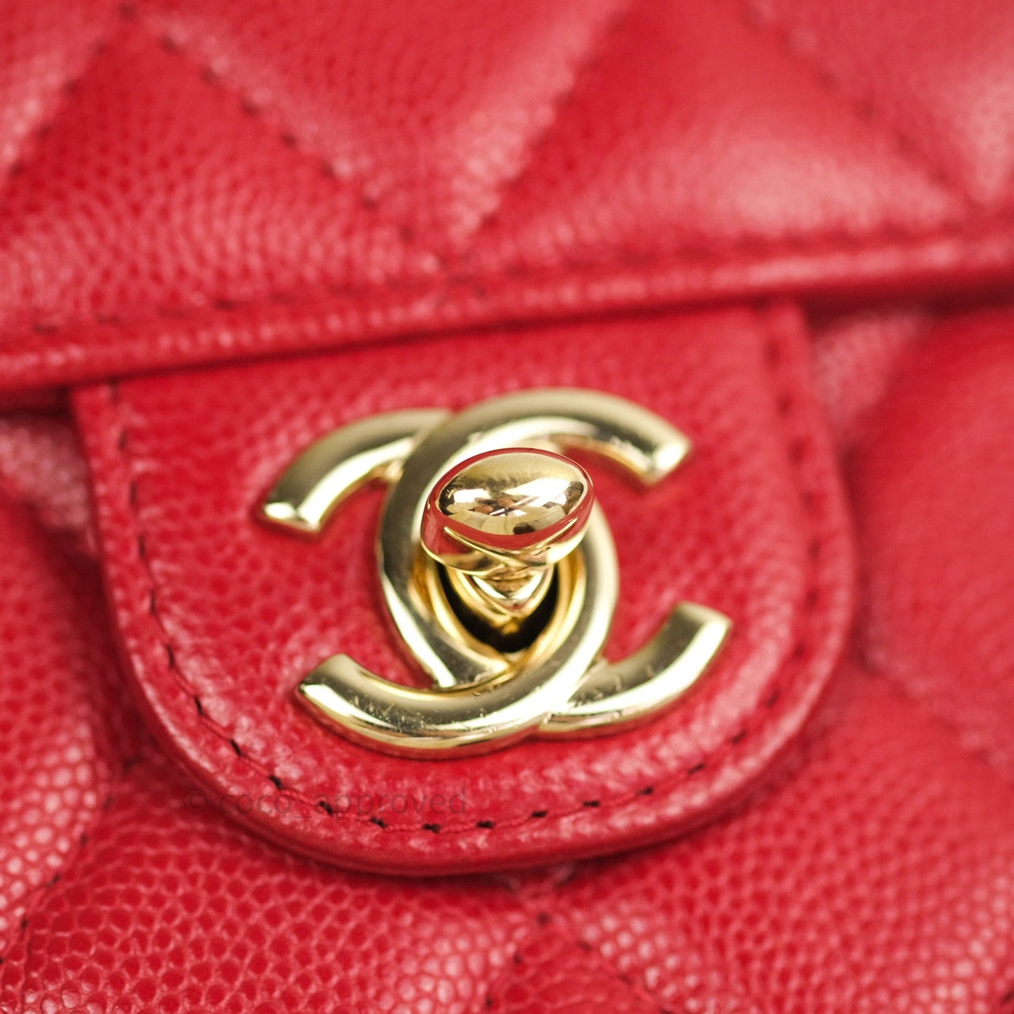 Chanel Classic Red Caviar Gold Hardware Phone Holder