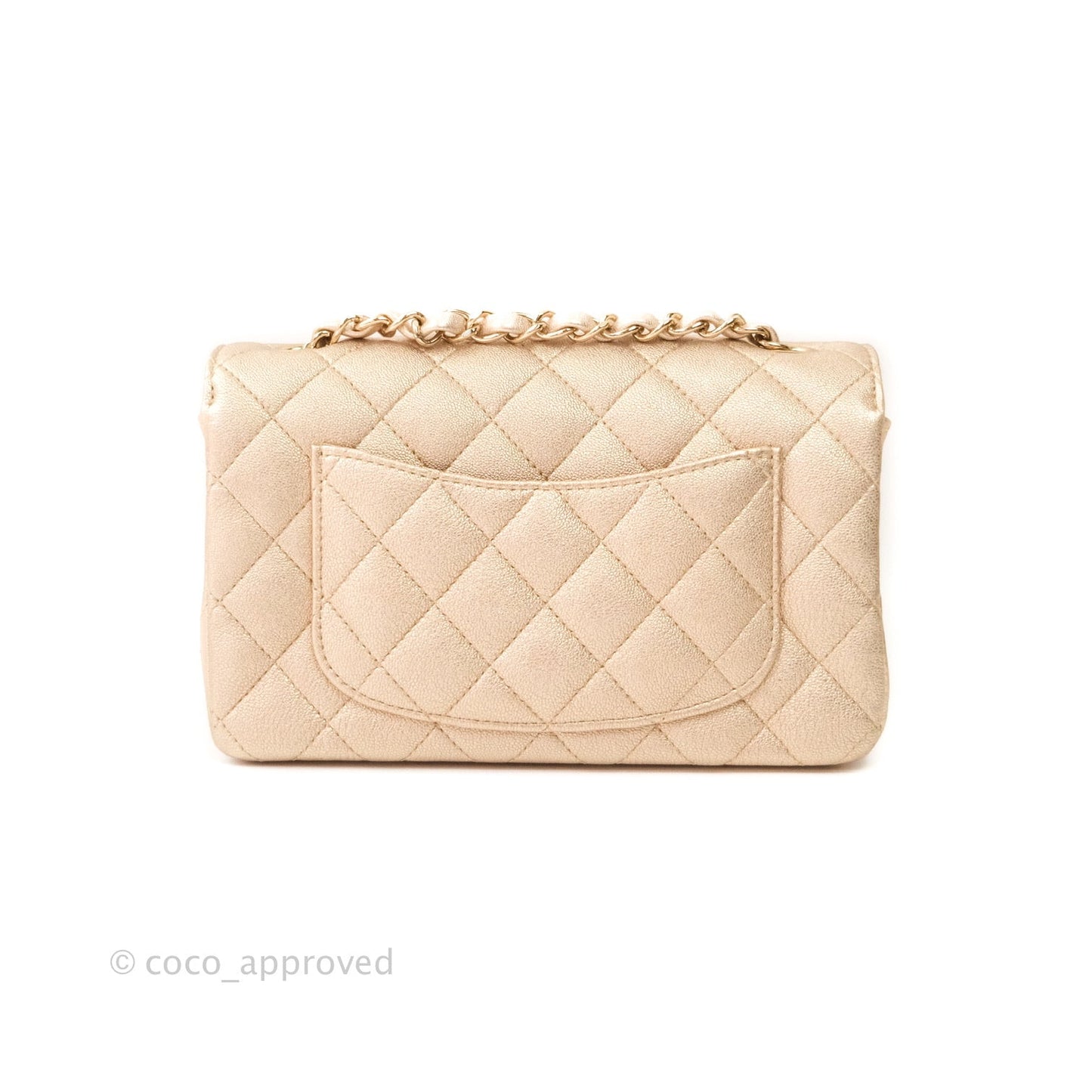 Chanel Quilted Mini Rectangular Iridescent Gold Lambskin Gold Hardware