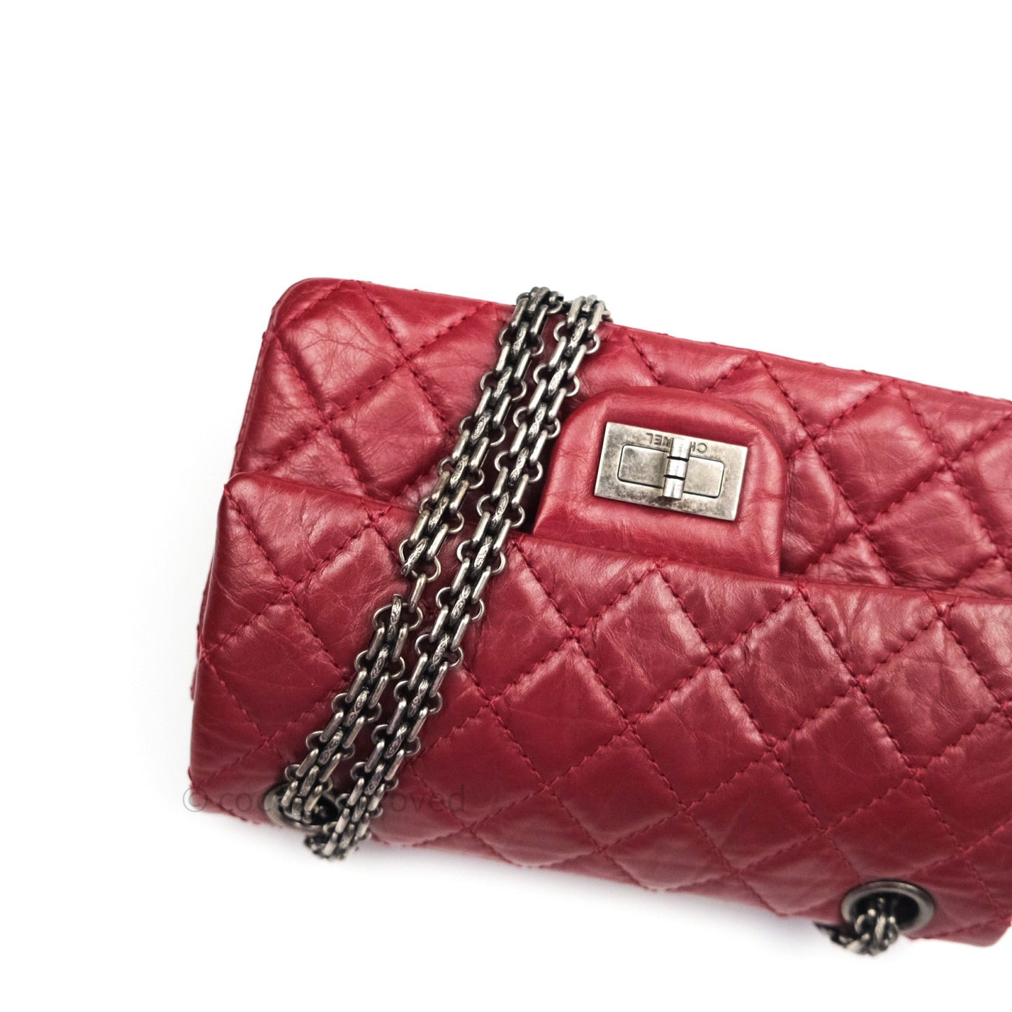 Chanel Mini Reissue 224 Dark Red Aged Calfskin Ruthenium Hardware