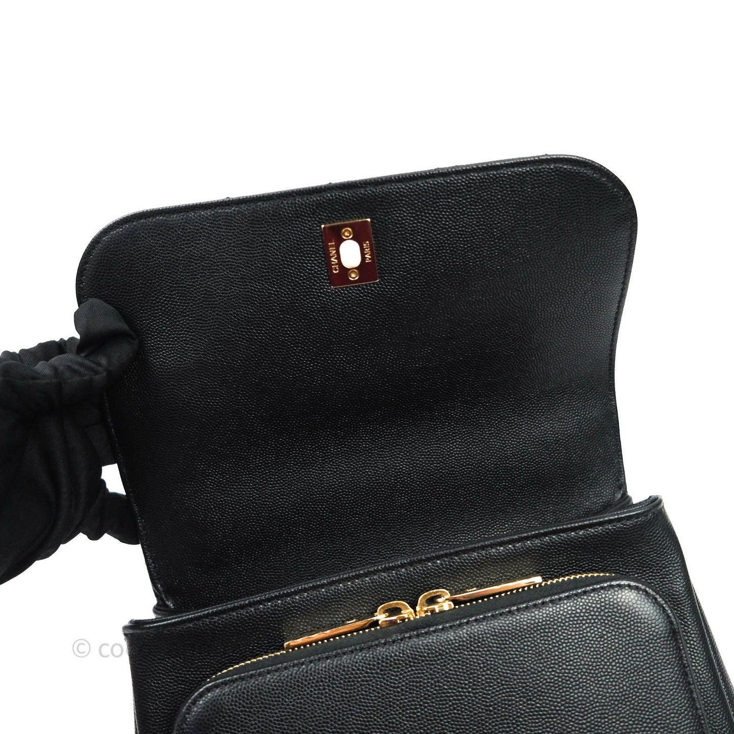Chanel Quilted Medium Business Affinity Flap Black Caviar Light Gold Hardware