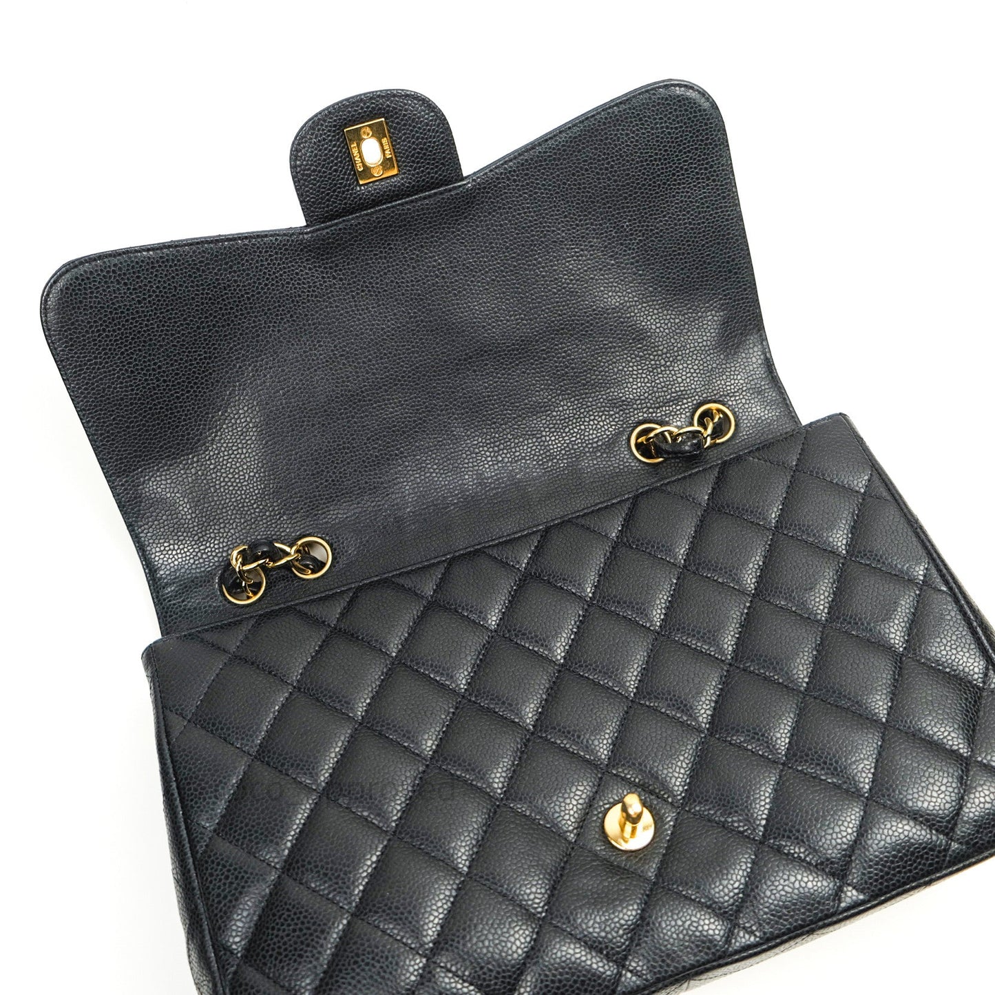 Chanel Jumbo Single Flap Black Caviar Gold Hardware⁣⁣