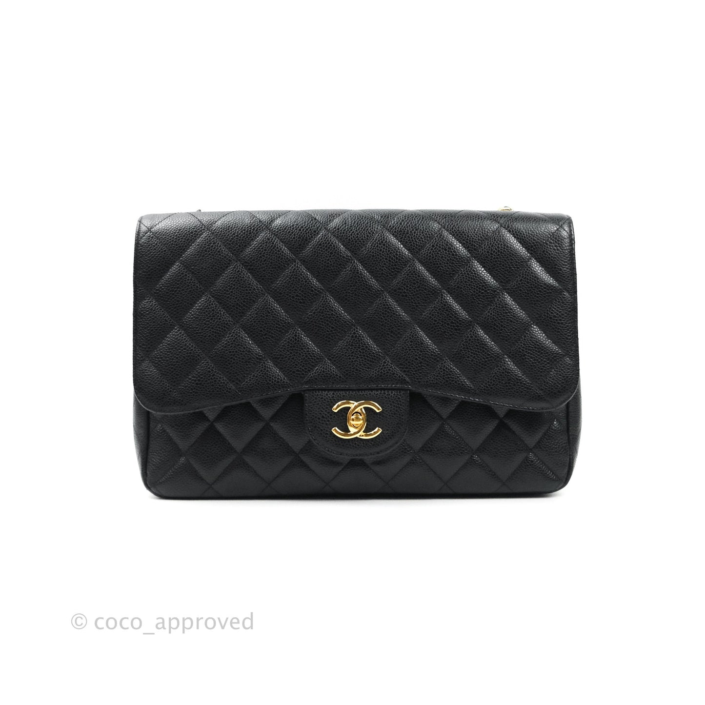 Chanel Jumbo Single Flap Black Caviar Gold Hardware⁣⁣