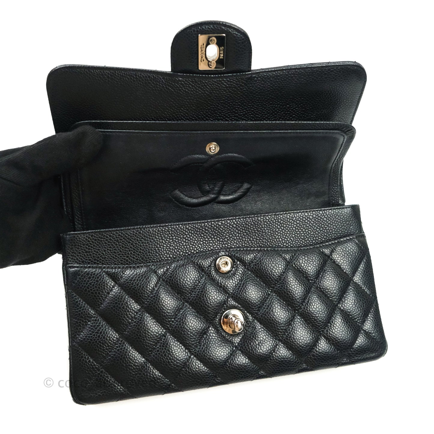 Chanel Classic Small S/M Flap Black Caviar Silver Hardware