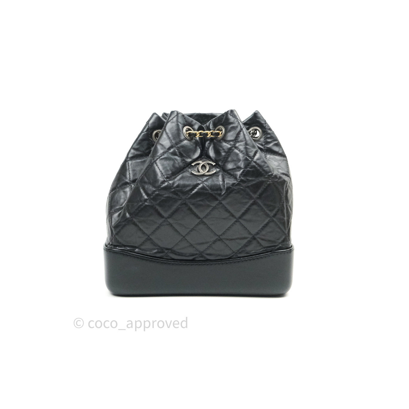 Chanel Gabrielle Backpack Black Aged Calfskin Small Black Mixed Hardware